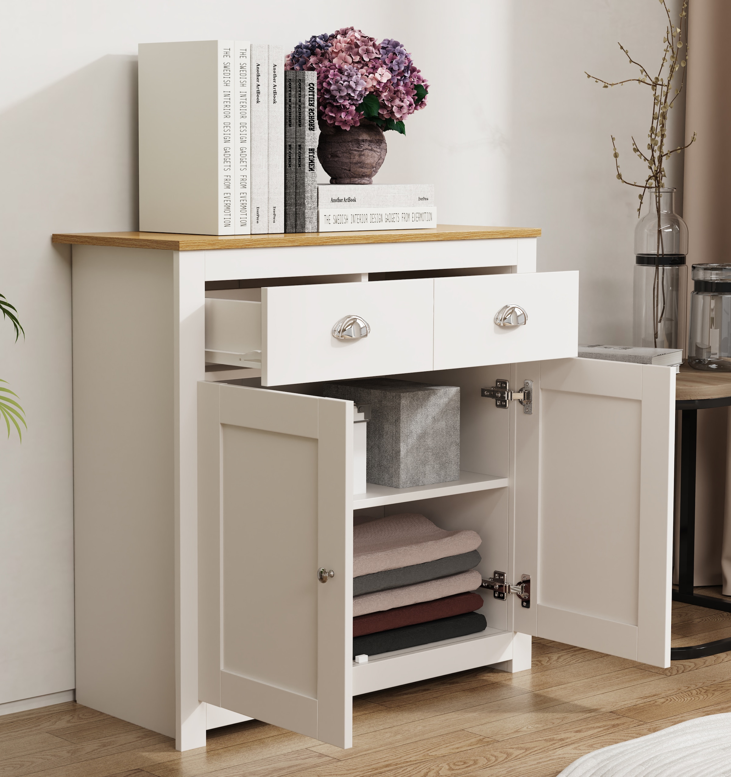 VCM Kommode »Holz Kommode Sideboard Schublade BalusaL« 1 Stk. tlg.