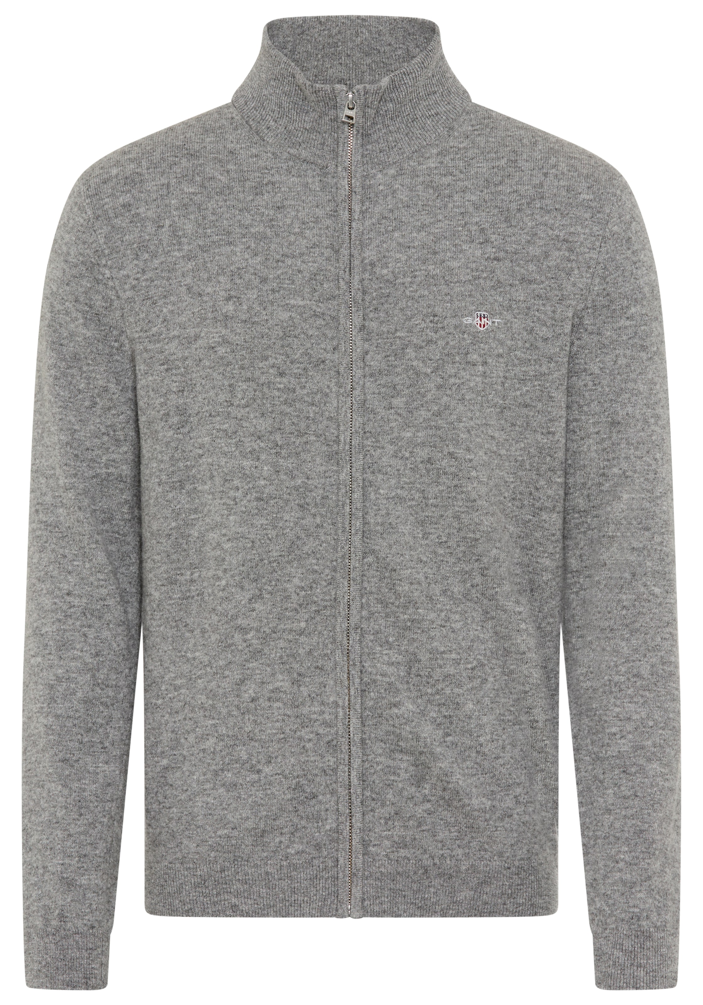 Gant Strickjacke »EXTRAFINE LAMBSWOOL ZIP CARDIGAN« mit Logostickerei