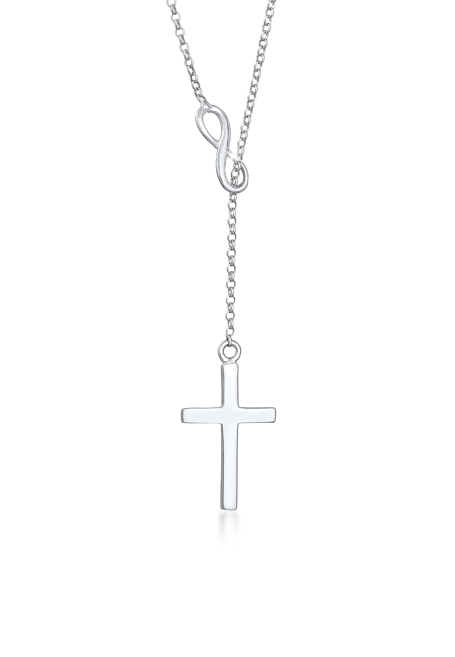 Elli Y-Kette »Halskette Y-Kette mit Kreuz und Infinity Symbol 925 Silber«