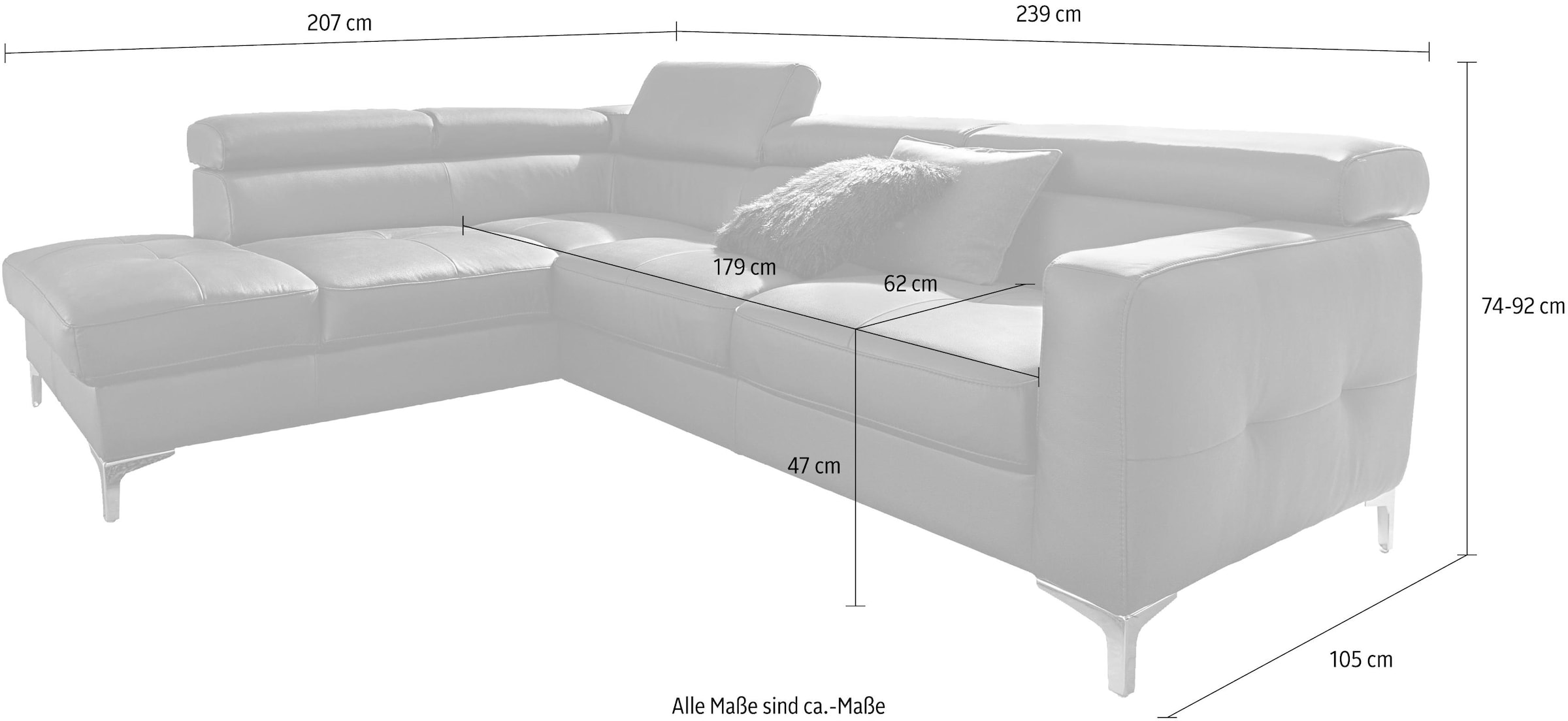 COTTA Ecksofa mit Kopfteilverstellung, wahlweise mit Schlaffunktion & Bettkasten