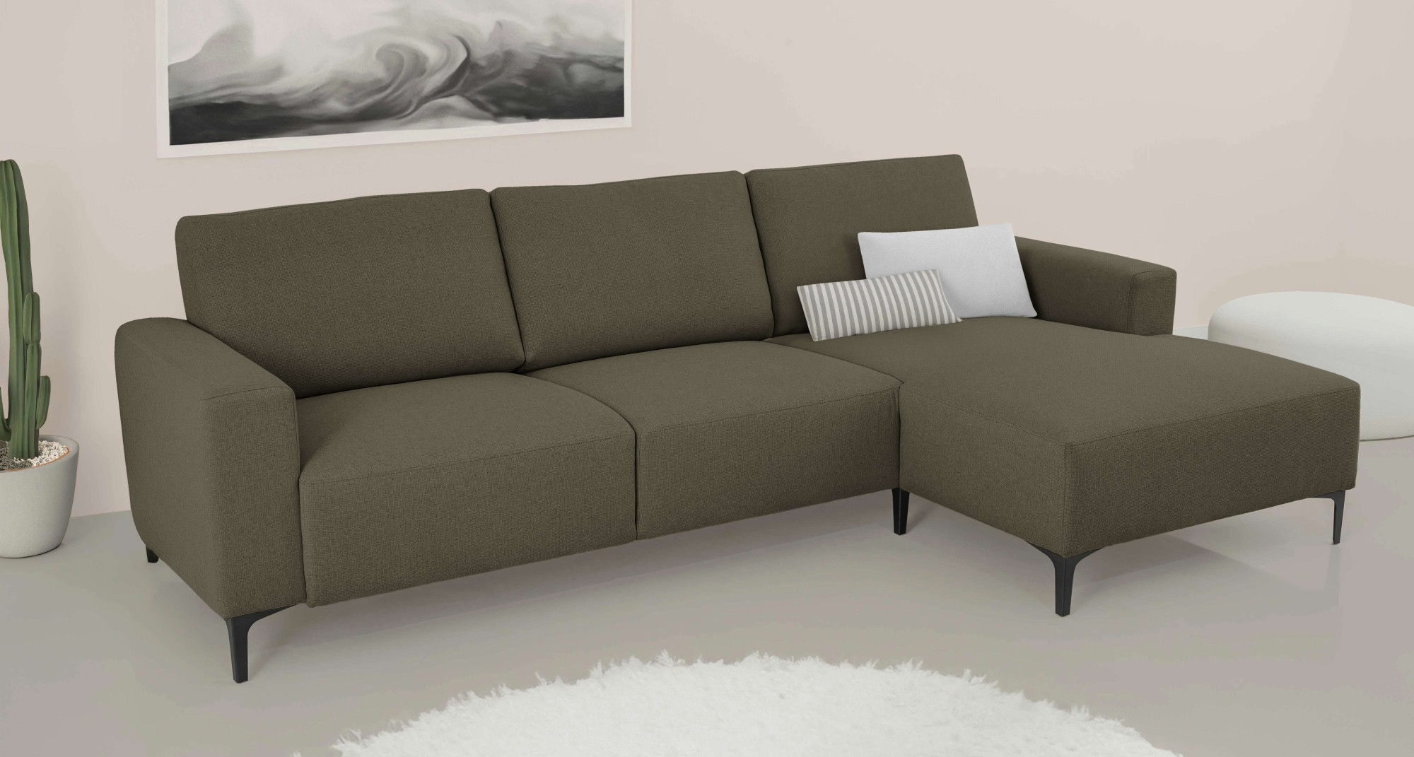Home affaire Ecksofa »Tournon, L-Form, Breite 262 cm, Webstoff, Chenille«, Designsofa im nordischen Stil, Wellenunterfederung, Metallfüße