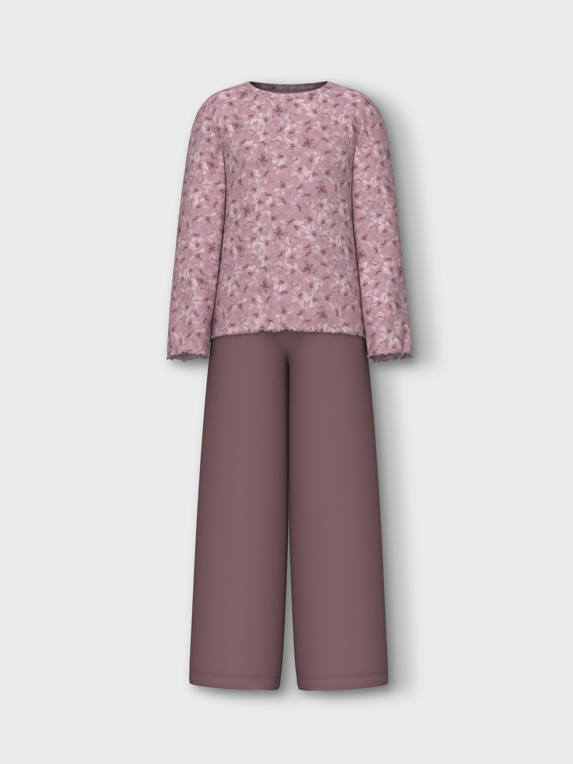 Name It Schlafanzug »NKFNIGHTSET MAUVE FLOWER LOOSE RIB NOOS«