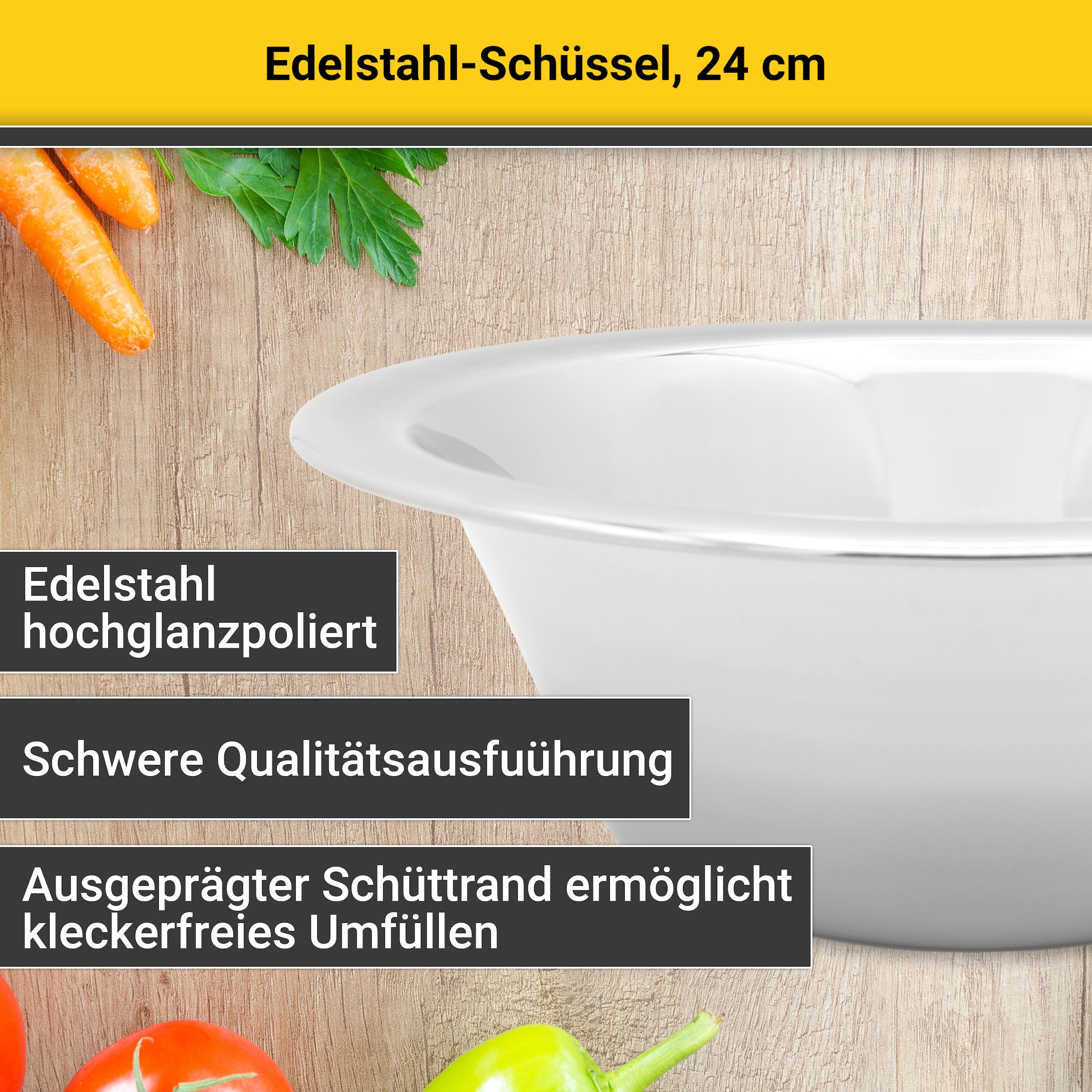 Krüger Schüssel »Edelstahl-Schüssel« 1 Stk. aus Edelstahl rostfrei, geschmacksneutral, robust, hygienisch