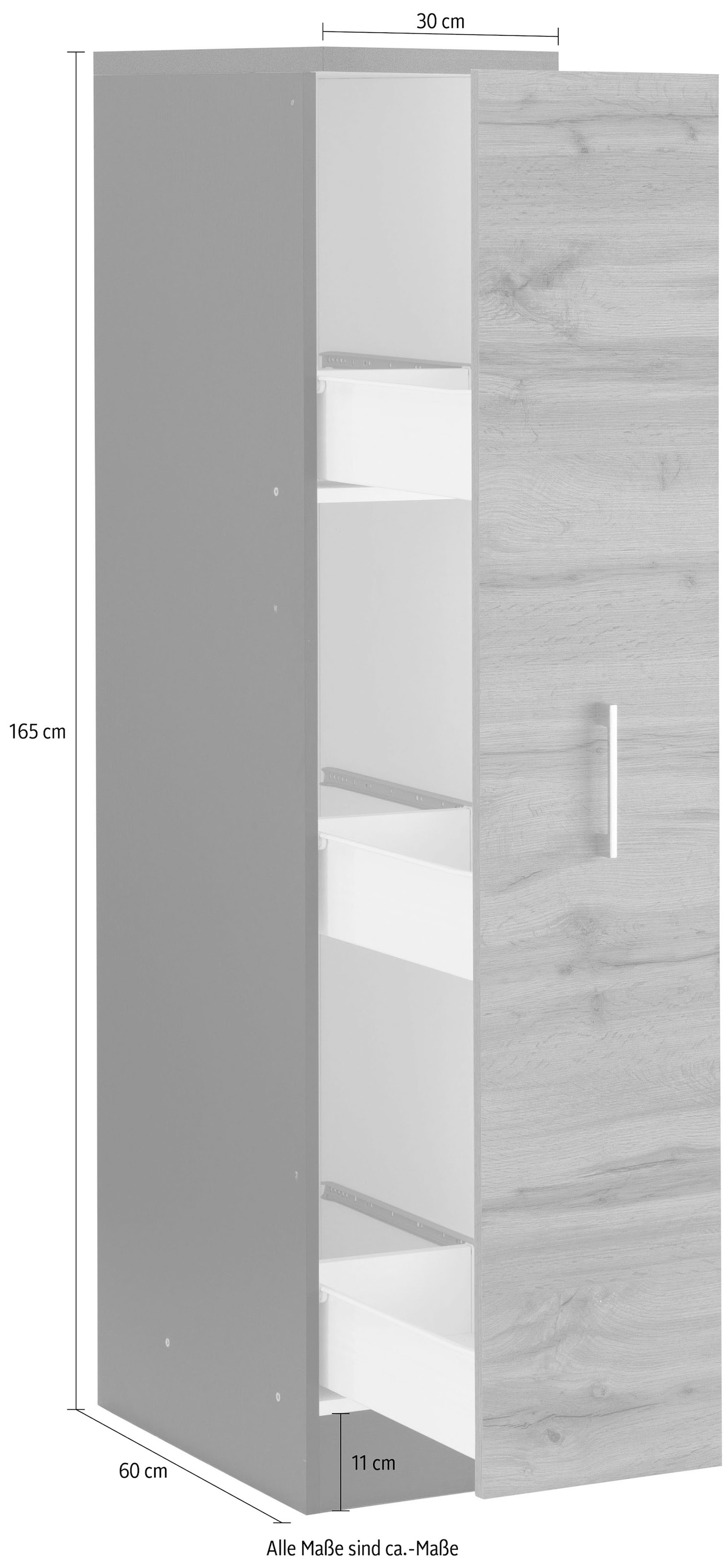 HELD MÖBEL Apothekerschrank »Colmar«, 30 cm breit, 165 cm hoch, mit 3  Ablagen, mit Metallgriff bequem kaufen