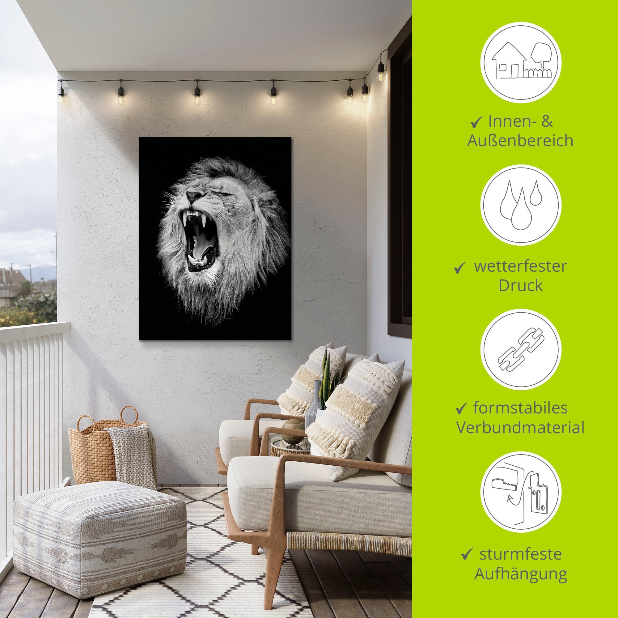 Artland Wandbild »Der Löwe«, Wildtiere, (1 St.), als Alubild, Outdoorbild, Leinwandbild, Poster, Wandaufkleber