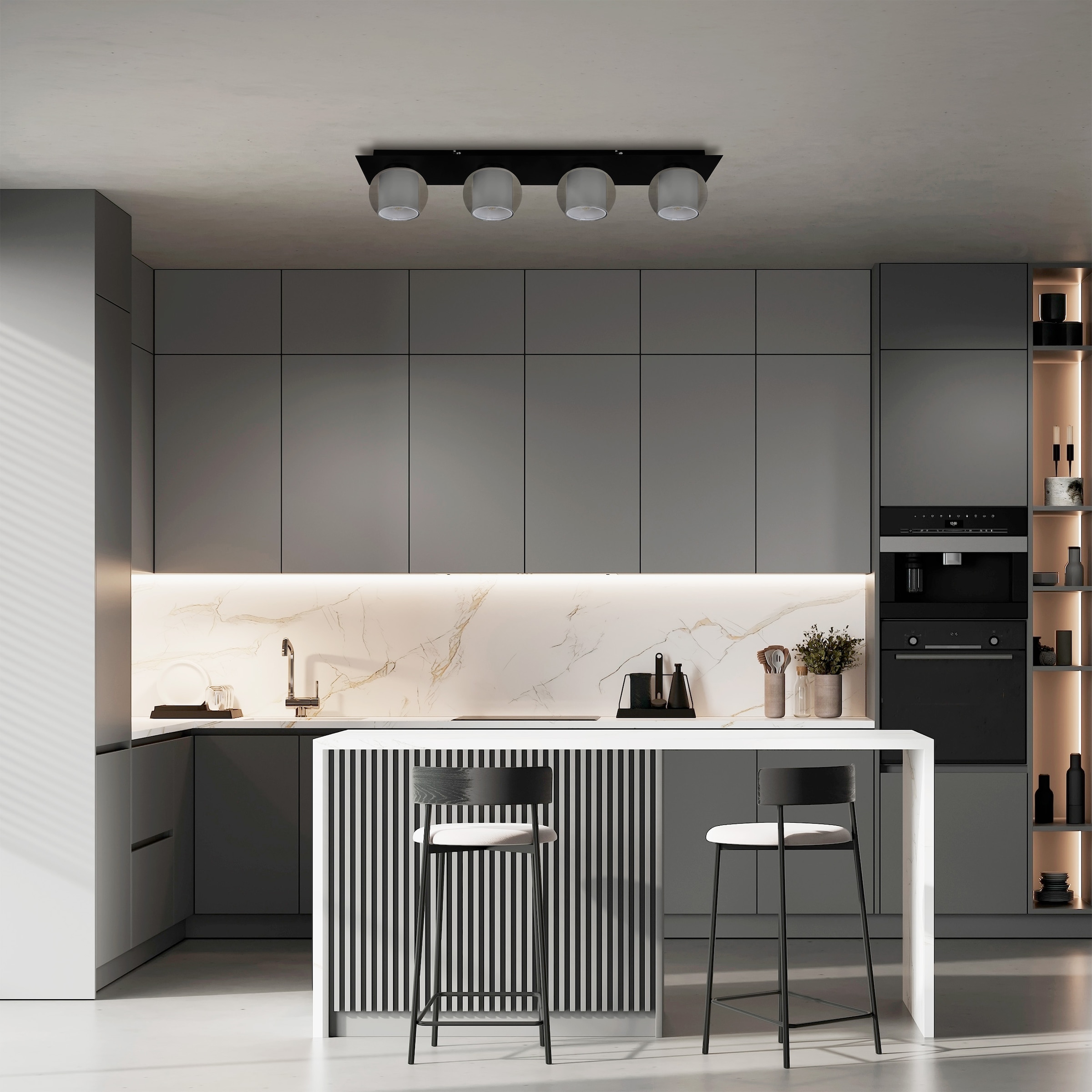OTTO home Deckenleuchte »Tanissa mit Doppelschirm« E27 1 Stk. kugelförmig, Rauchglas, innen Stoffschirm, E27, Glasschirm, Textil