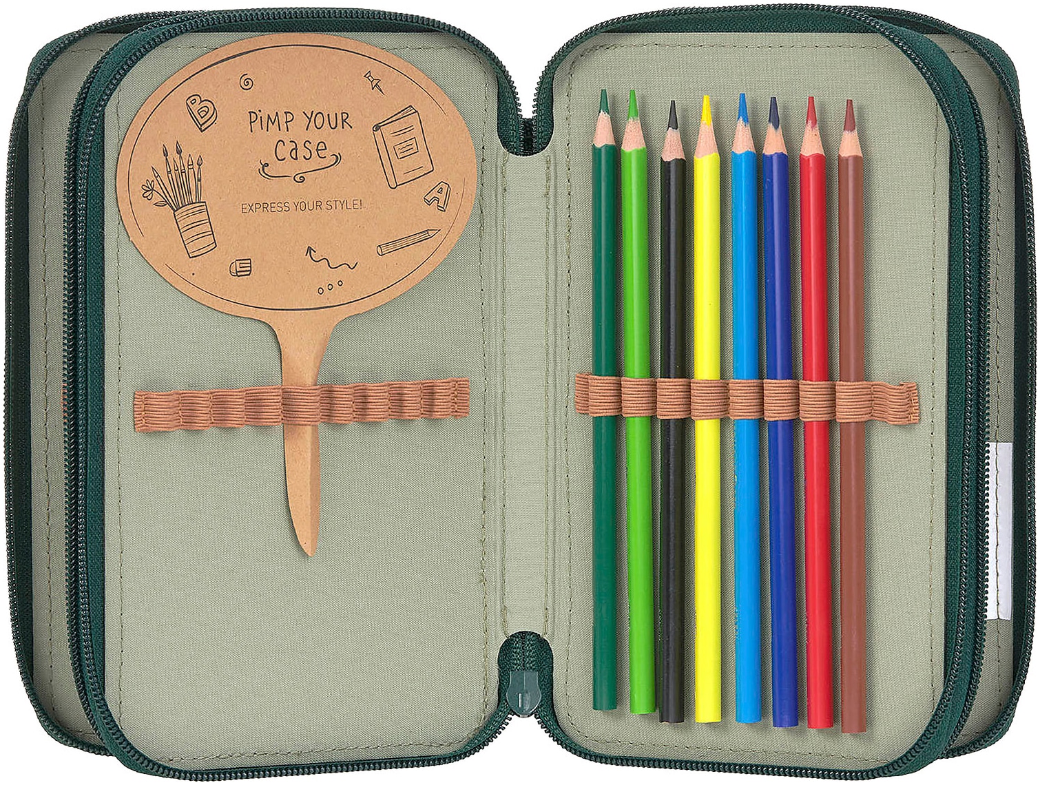 LÄSSIG Federmäppchen »Unique Triple, Ocean Edition, dark green«, Dreifach Mäppchen, aus recycelten PET-Flaschen