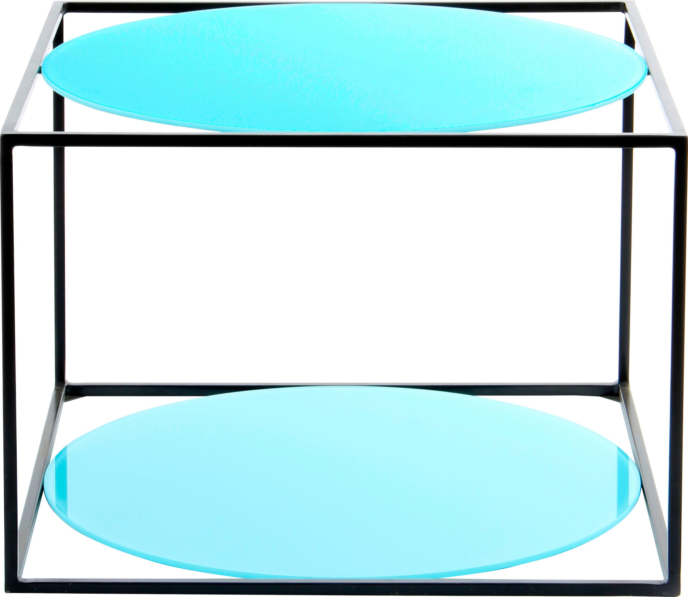 Kayoom Beistelltisch »Cody, Beistelltisch in Würfelform, offenes, modernes Design« 1 Stk. tlg. moderne Kubusform mit runden Ablageflächen aus Glas