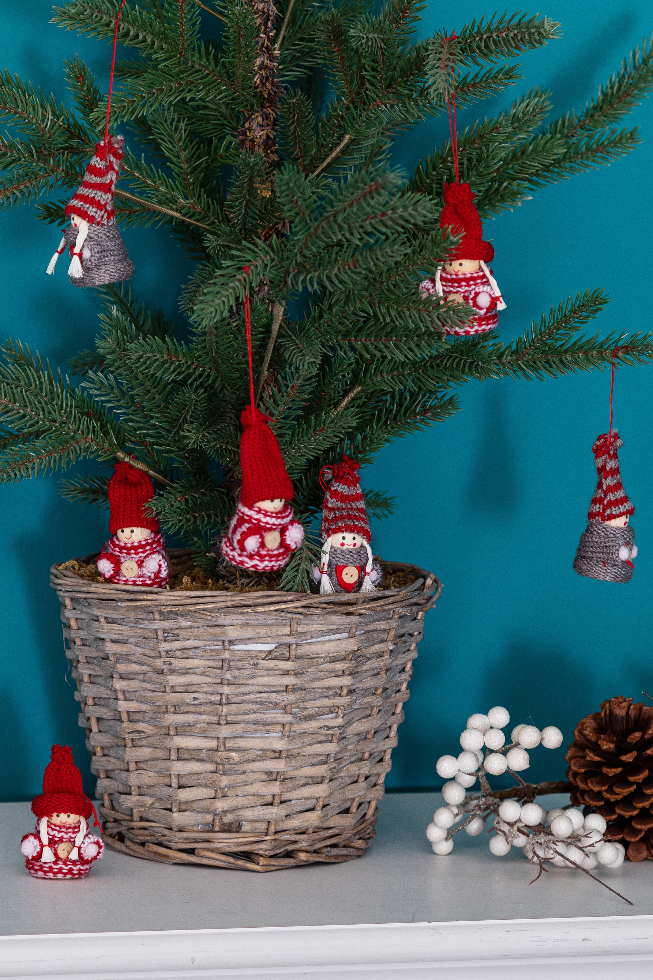 Myflair Möbel & Accessoires Weihnachtsfigur auf Baumhänger, »Weihnachtsdeko cm 7 Wollwichtel rot«, bestellen Länge ca. Raten
