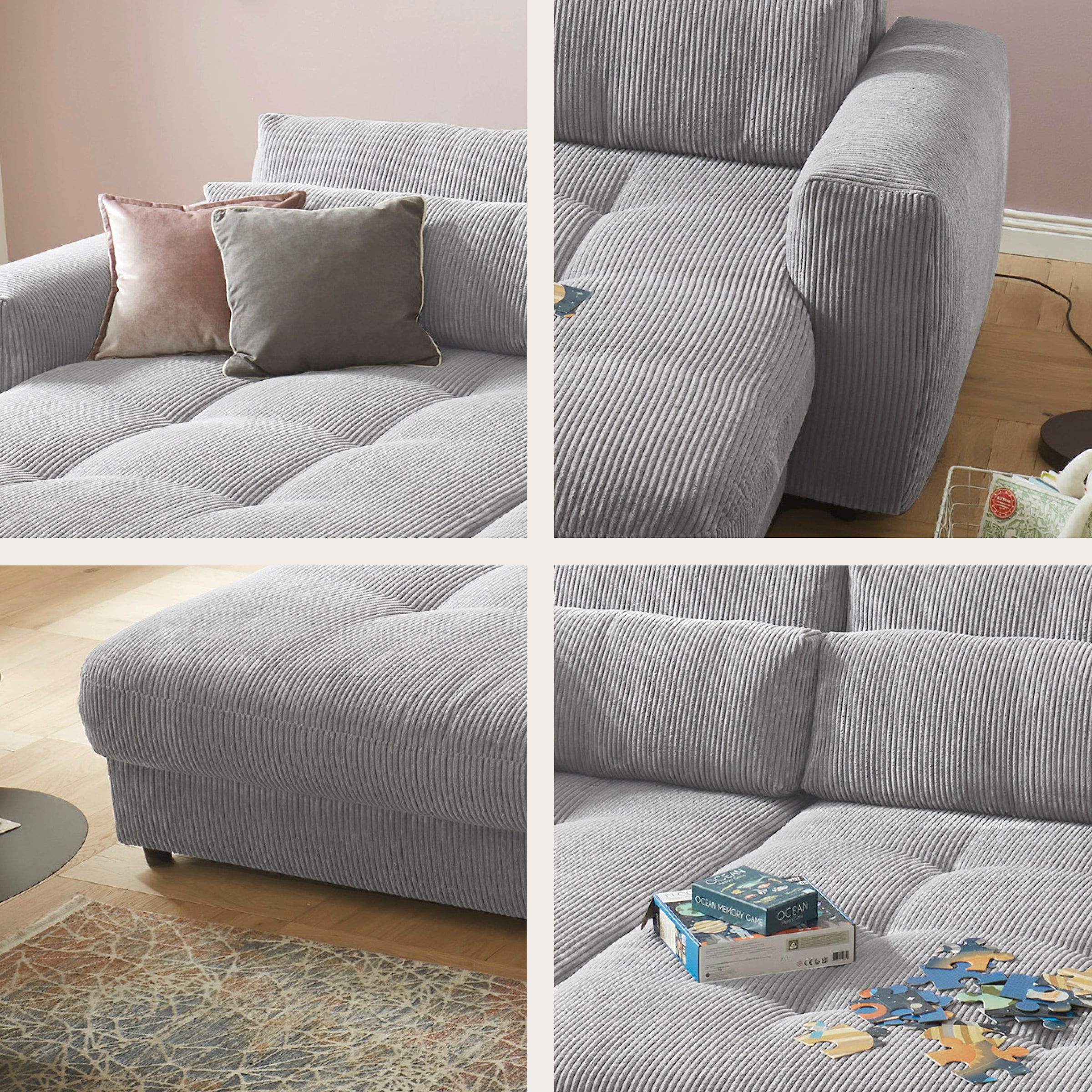 ED EXCITING DESIGN Big-Sofa »Loveseat, 2-Sitzer, Barura, Breite 292« Big-Sofa mit 2 Nierenkissen