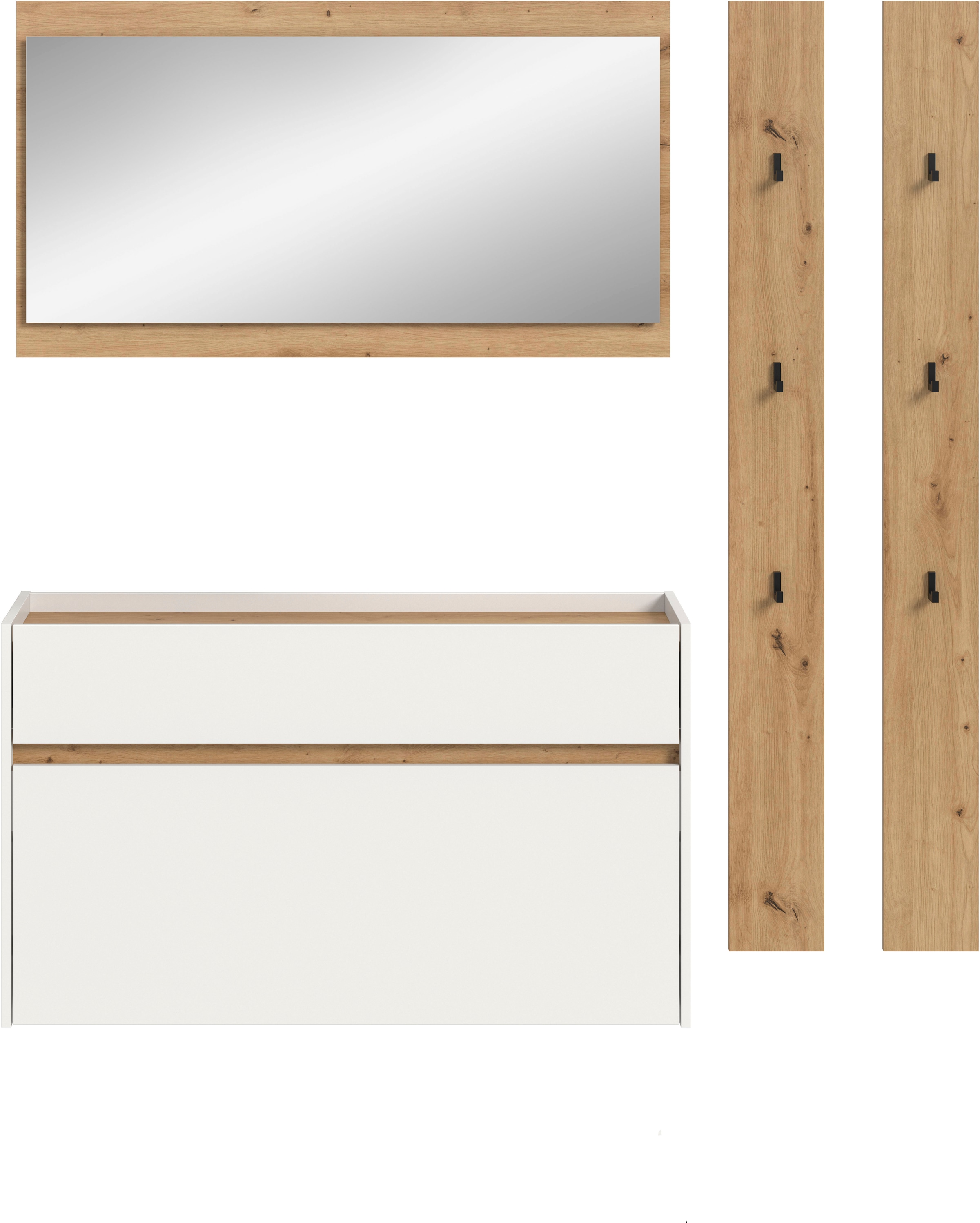 INOSIGN Garderoben-Set »EVRID, 4-teilig, Breite 172 cm, individuell hängbar & erweiterbar« best. aus: Kommode, Spiegel & 2x Hakenleiste, 4 Stk. tlg.