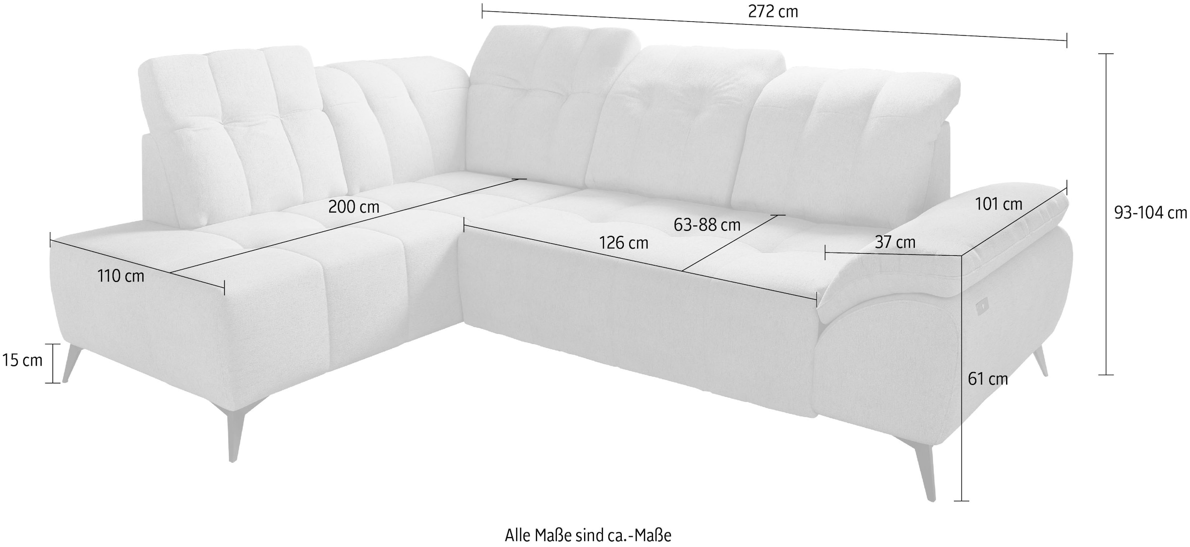 Home affaire Ecksofa »Lazio modern und bequem, schmale Armlehnen, tolle Detailverarbeitung« zwei verschiedene Fußfarben wählbar