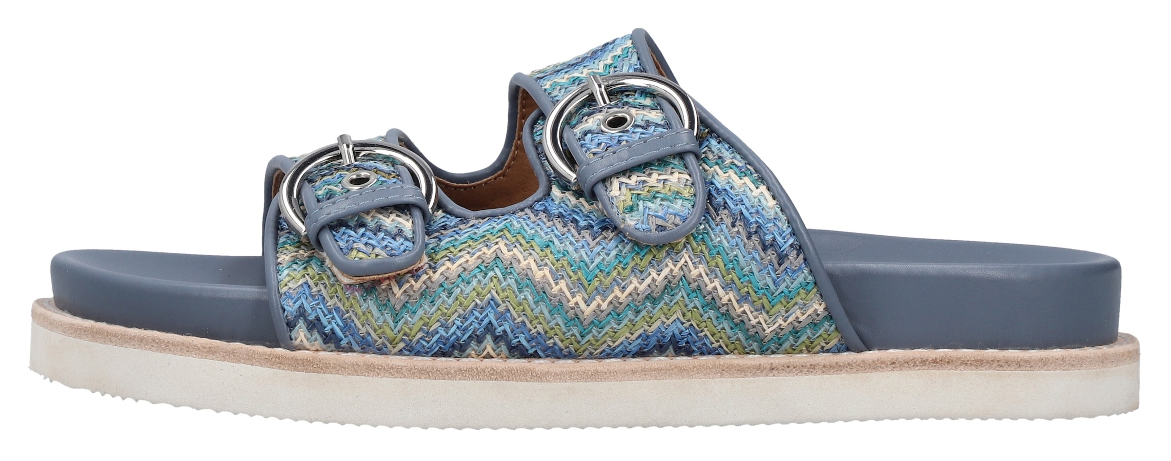 Rieker Pantolette, Sommerschuh, Strandschuh, Urlaubsschuh, Schlappen in Flecht-Optik