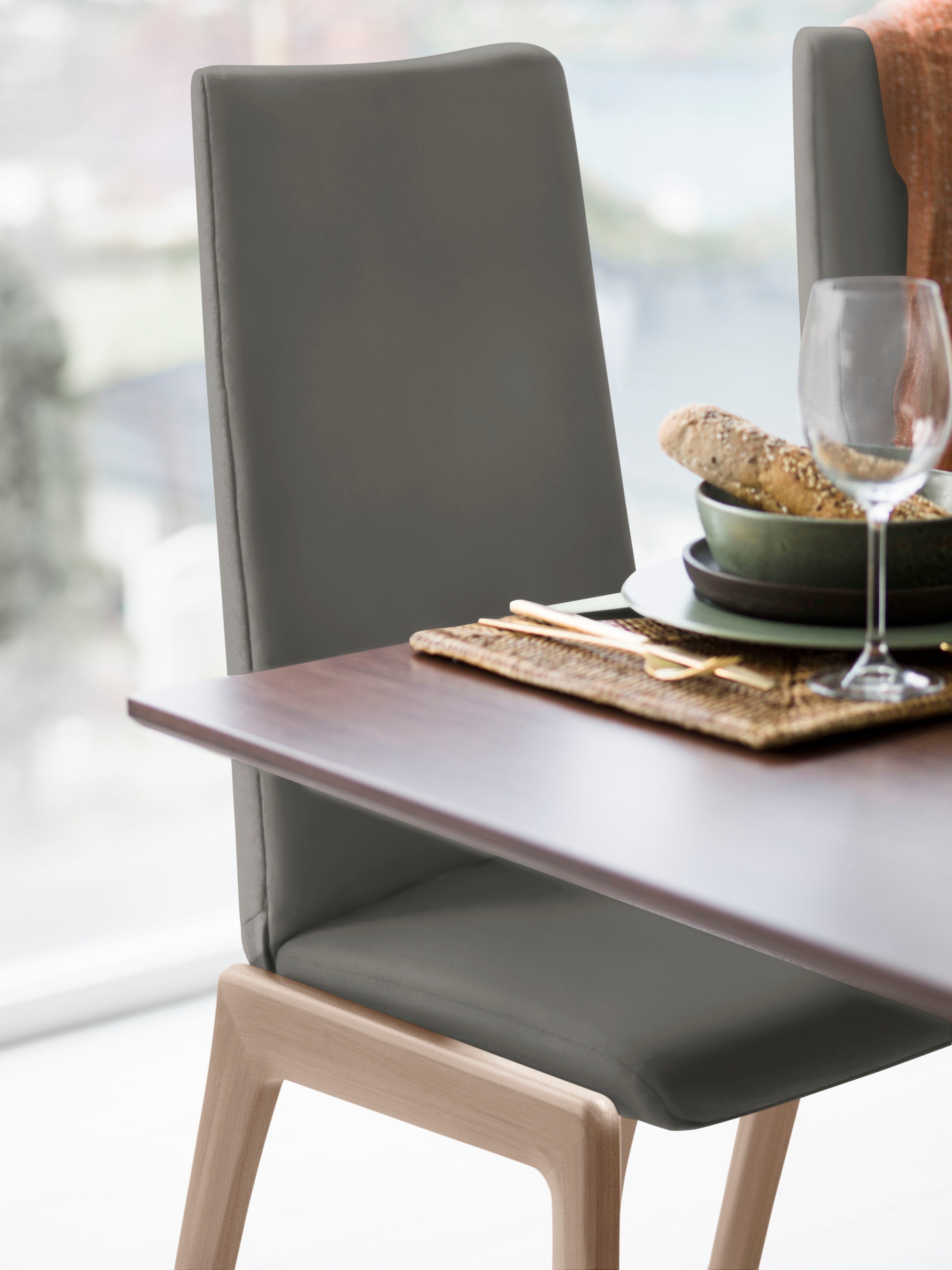 Stressless , Polsterstuhl »Laurel« () High Back, Größe L, mit abgerundeten Beinen in Eiche gekalkt, metal grey PALOMA + Eiche gekalkt, Leder PALOMA: 