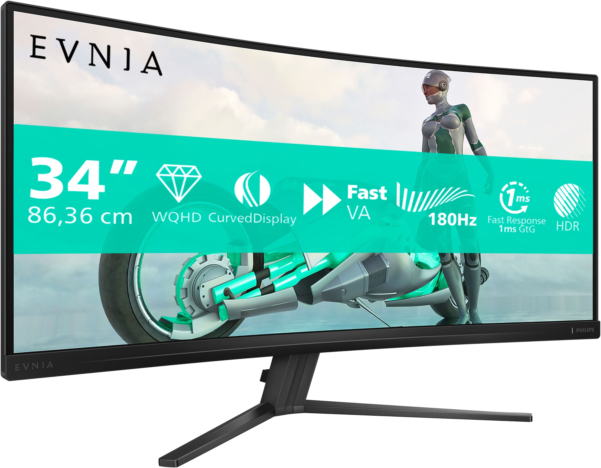 Philips Curved-Gaming-Monitor »34M2C3500L« 86 cm/34 ″  3440 x 1440 px WQHD 1 Reaktionszeit 180 Hz