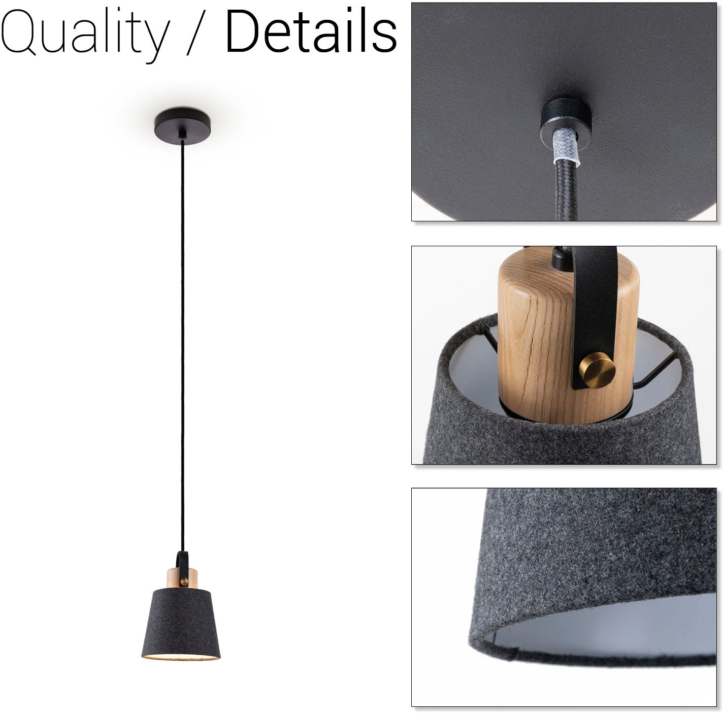 Paco Home Pendelleuchte »MARTA«, Leuchtmittel E27 | ohne Leuchtmittel, Wohnzimmer Esszimmer Industrial Design E27 Stoffschirm 1,5m Kabel