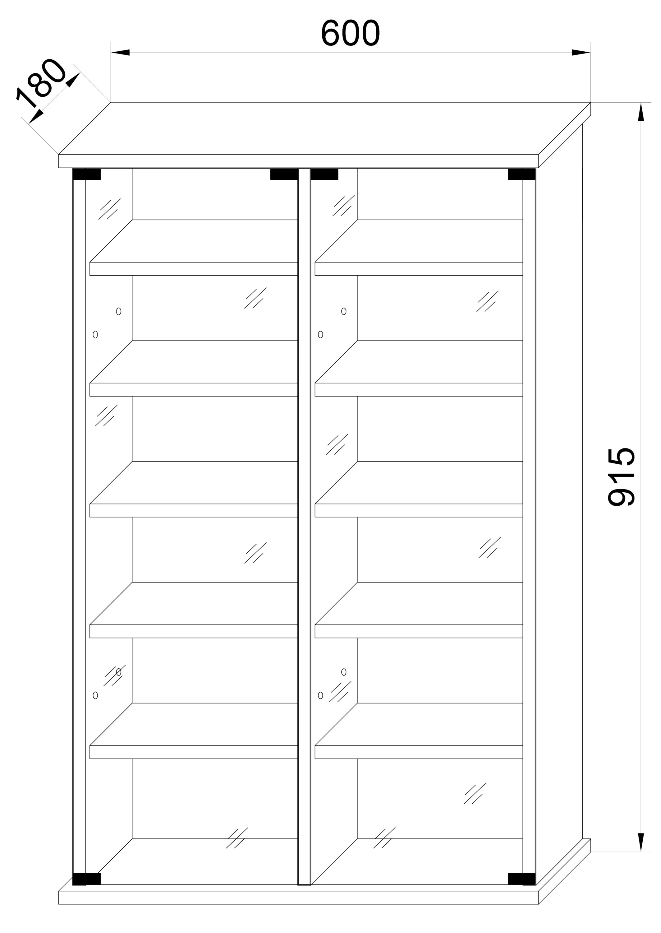VCM Media-Regal »VCM Holz CD DVD Stand Regal | platzsparender CD Schrank mit 2 ESG-Sicherheitsglastüren für 300 CDs oder 130 DVDs oder 72-Videos | Maße: H. 92 x B. 60 x T. 18 cm | 10 variable Einlegböden ¿ Tilano L«
