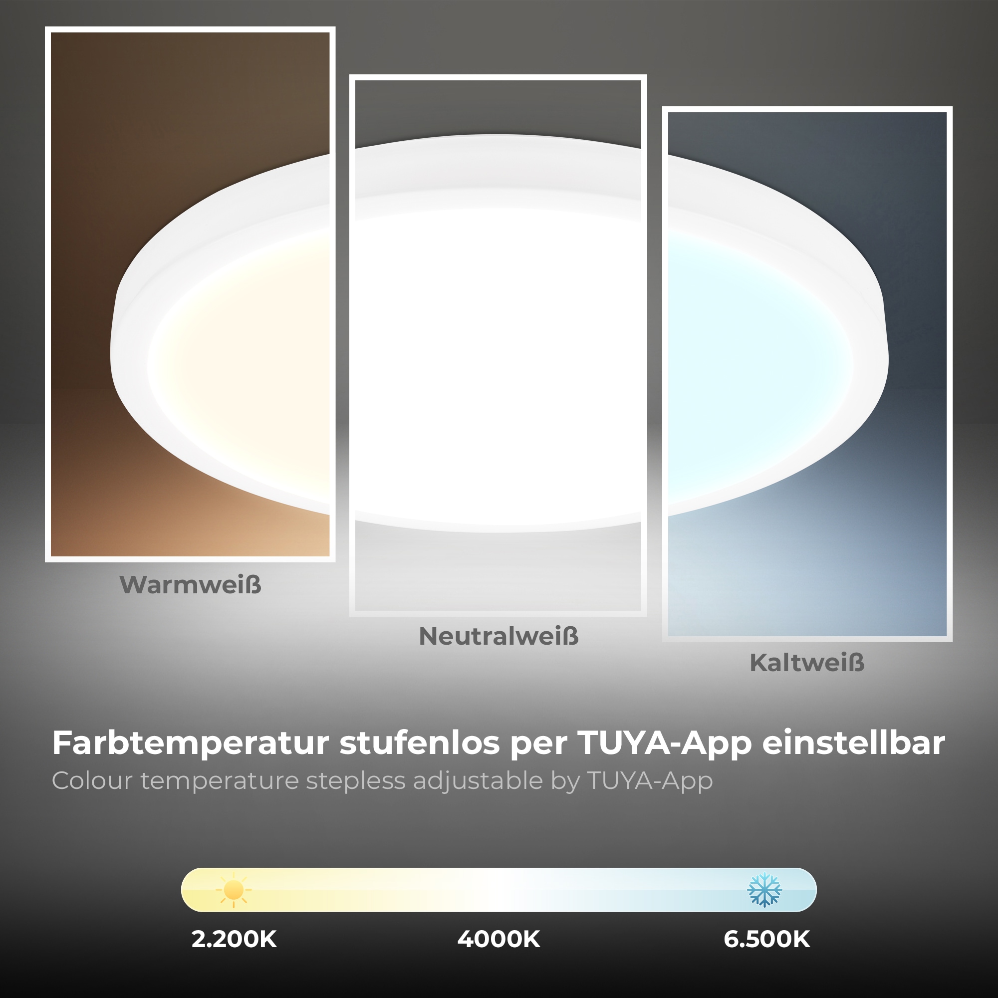 B.K.Licht LED Deckenleuchte »WiFi CCT LED Deckenleuchte mit App-Steuerung«, 1 flammig-flammig, Inkl. Nachtlichtfunktion, Timerfunktion Memoryfunktion, Farbwechsel