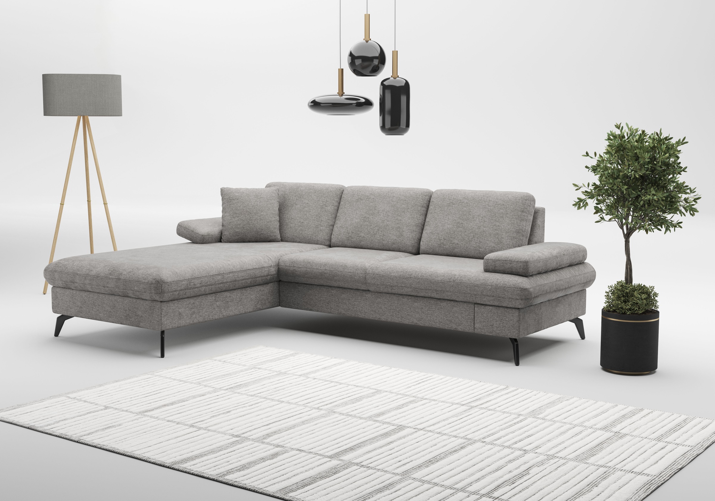 sit&more Ecksofa »Morris Jubi L-Form«, inkl. Armteilfunktion und 1 Zierkissen, wahlweise mit Bettfunktion
