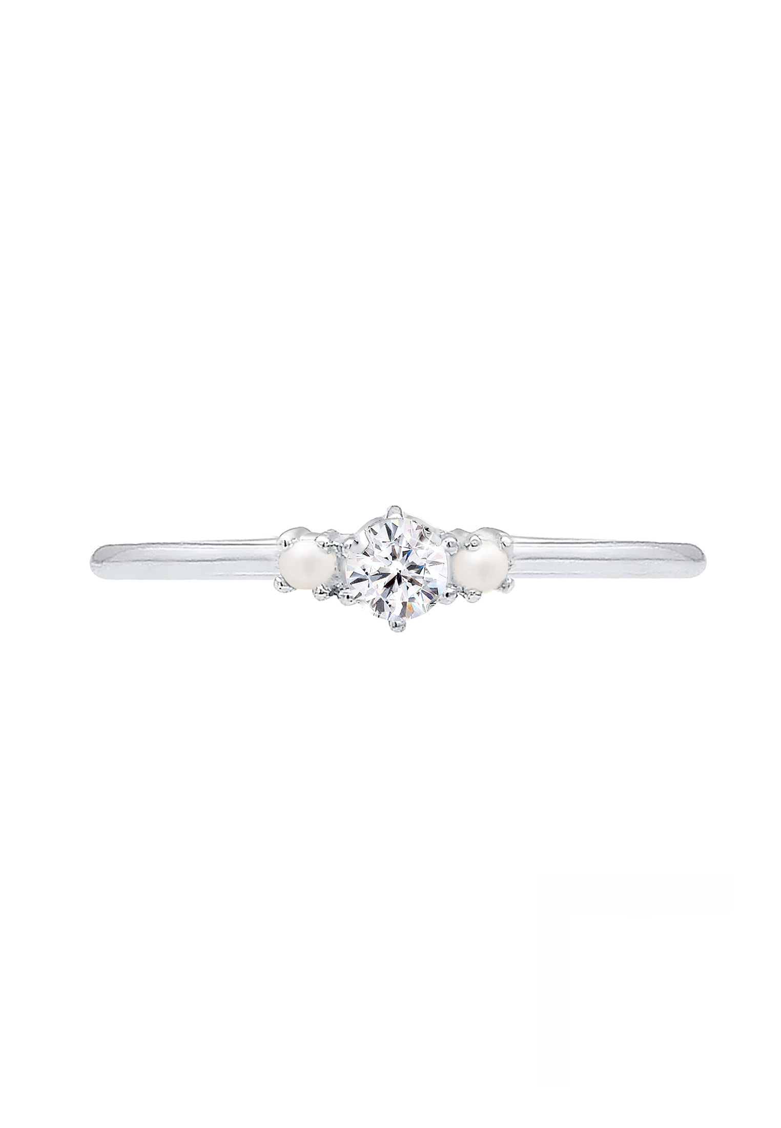 Elli Verlobungsring »Ring Glas Kristalle Synthetische Perle Weiß 925 Sterling Silber«