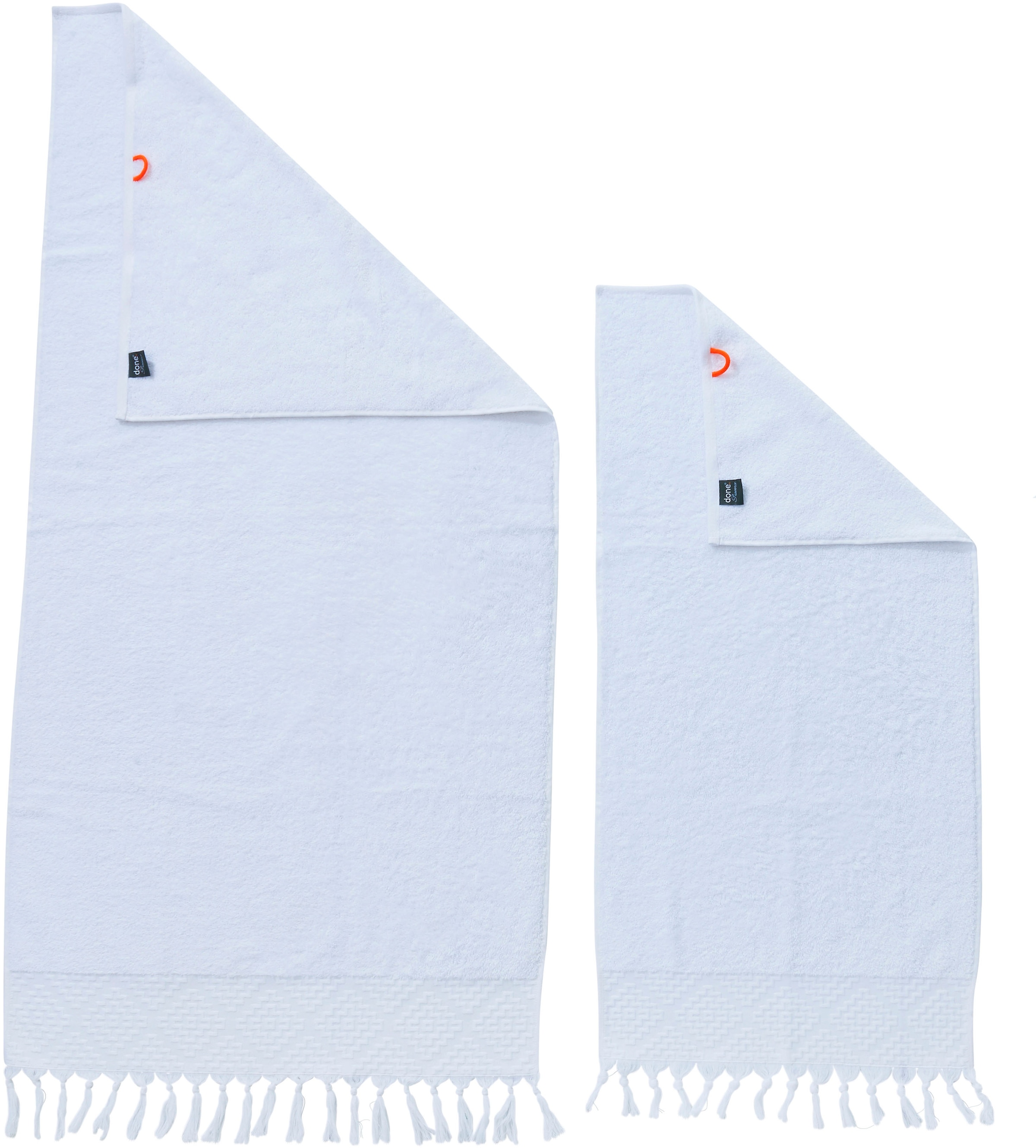 done.® Handtuch Set »Provence Bohéme«, (Set, 4 St., 2 Handtücher (50x100 cm)-2 Duschtücher (70x140 cm), Uni-Farben, Boho-Style, mit auffälliger Borte & Fransen