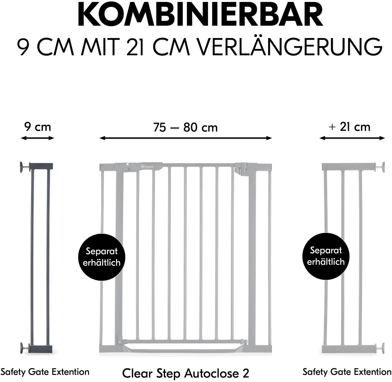 Hauck Verlängerung für Türschutzgitter »Extension, 9 cm, Dark Grey«