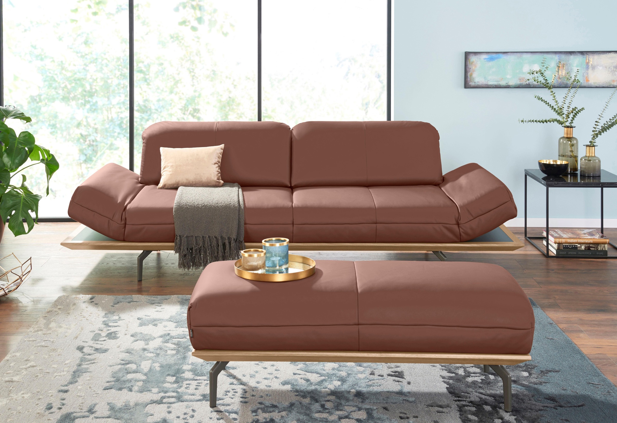 Creation BY ROLF BENZ 3-Sitzer »CR.420, Designsofa, Loungesofa«, in 2 Qualitäten, Holzrahmen in Eiche Natur oder Nußbaum, Breite 232 cm