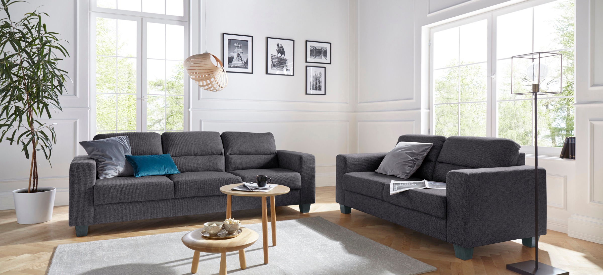 TRENDMANUFAKTUR 2,5-Sitzer »Chamber mit hohem Sitzkomfort«, in zeitloser Optik, Kopfstützen optional bestellbar