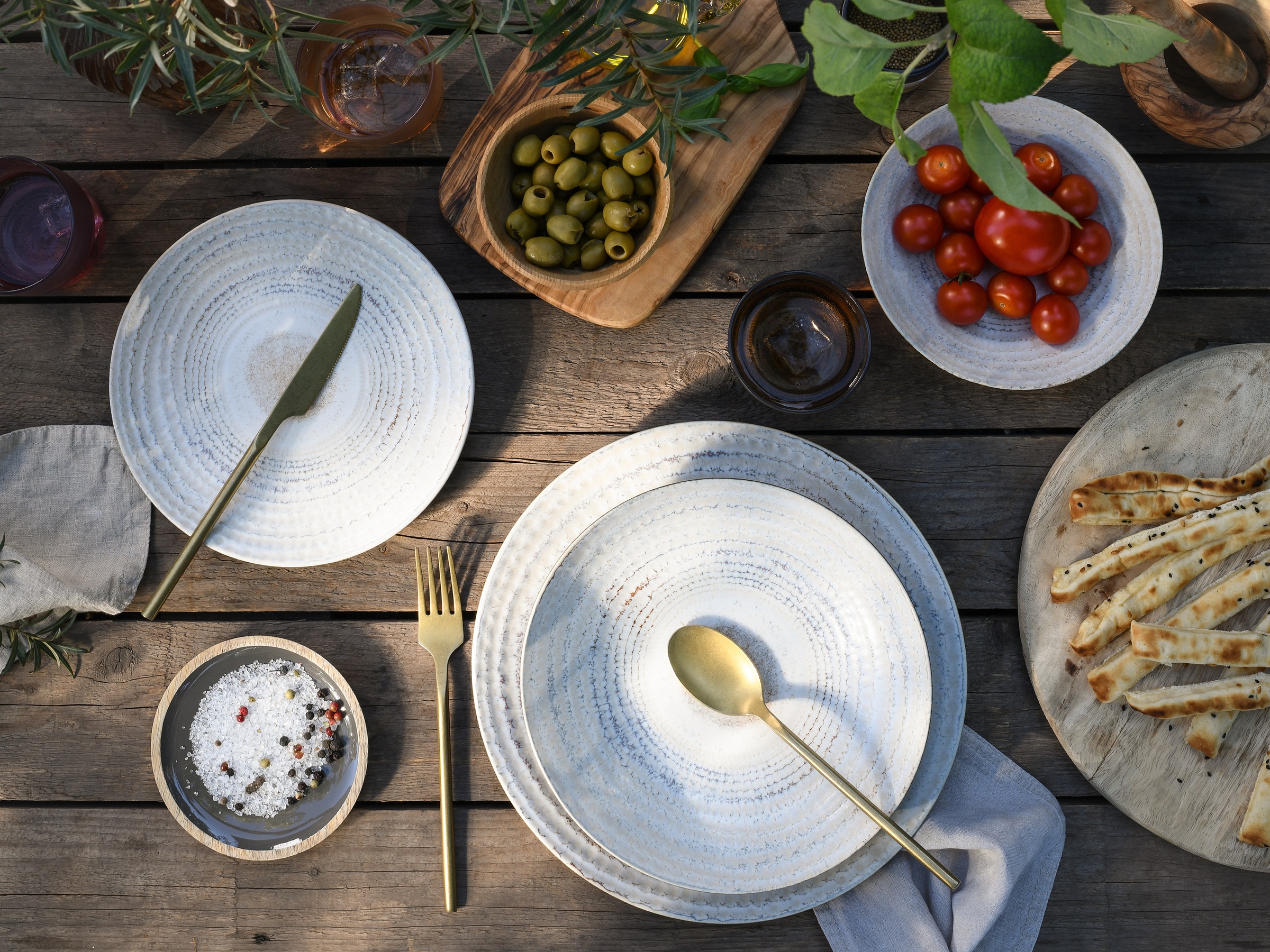 CreaTable Teller-Set »Neapel, Service 16-tlg.« Teller Set, Edles Tellerset, Vulkanoptik