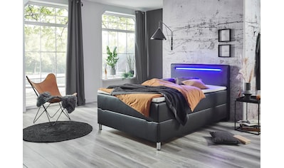 Boxbett Candela, mit LED-Beleuchtung, Bettkasten und Topper