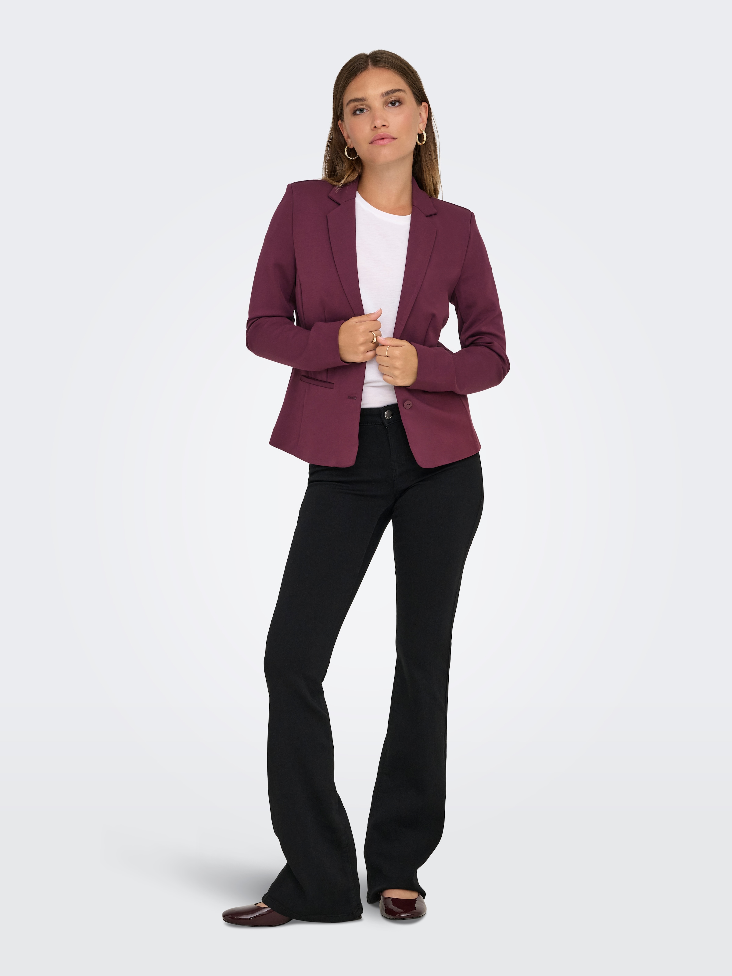 ONLY Jerseyblazer »ONLPOPTRASH – 2-Knopf Blazer mit taillierter Silhouette«, regular fit, Milano Rib, Materialmix, Reverskragen, unifarben