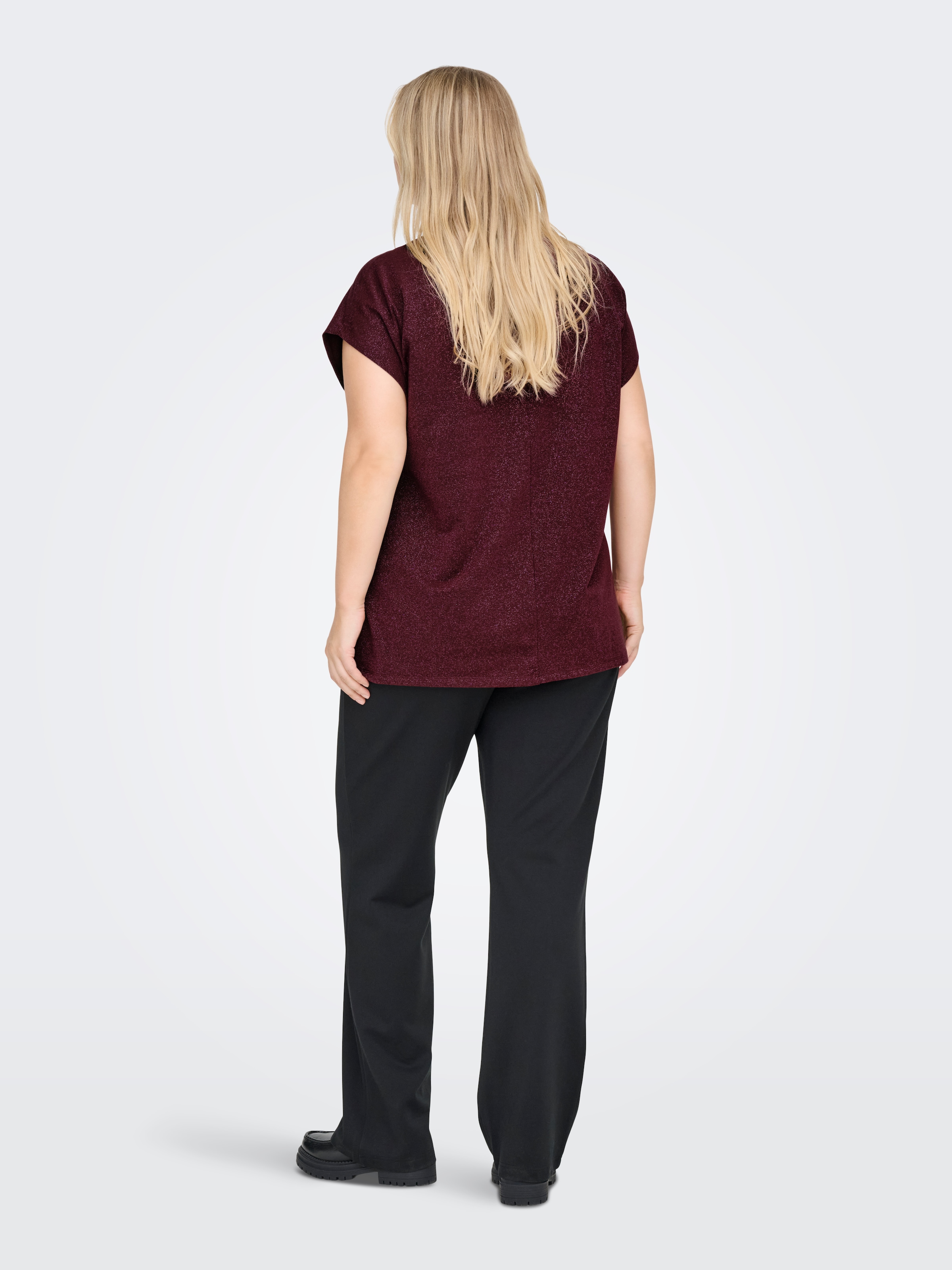 ONLY CARMAKOMA Kurzarmshirt »CARMOSTER GLITTER S/S TOP JRS NOOS« Viskosemischung, regular fit