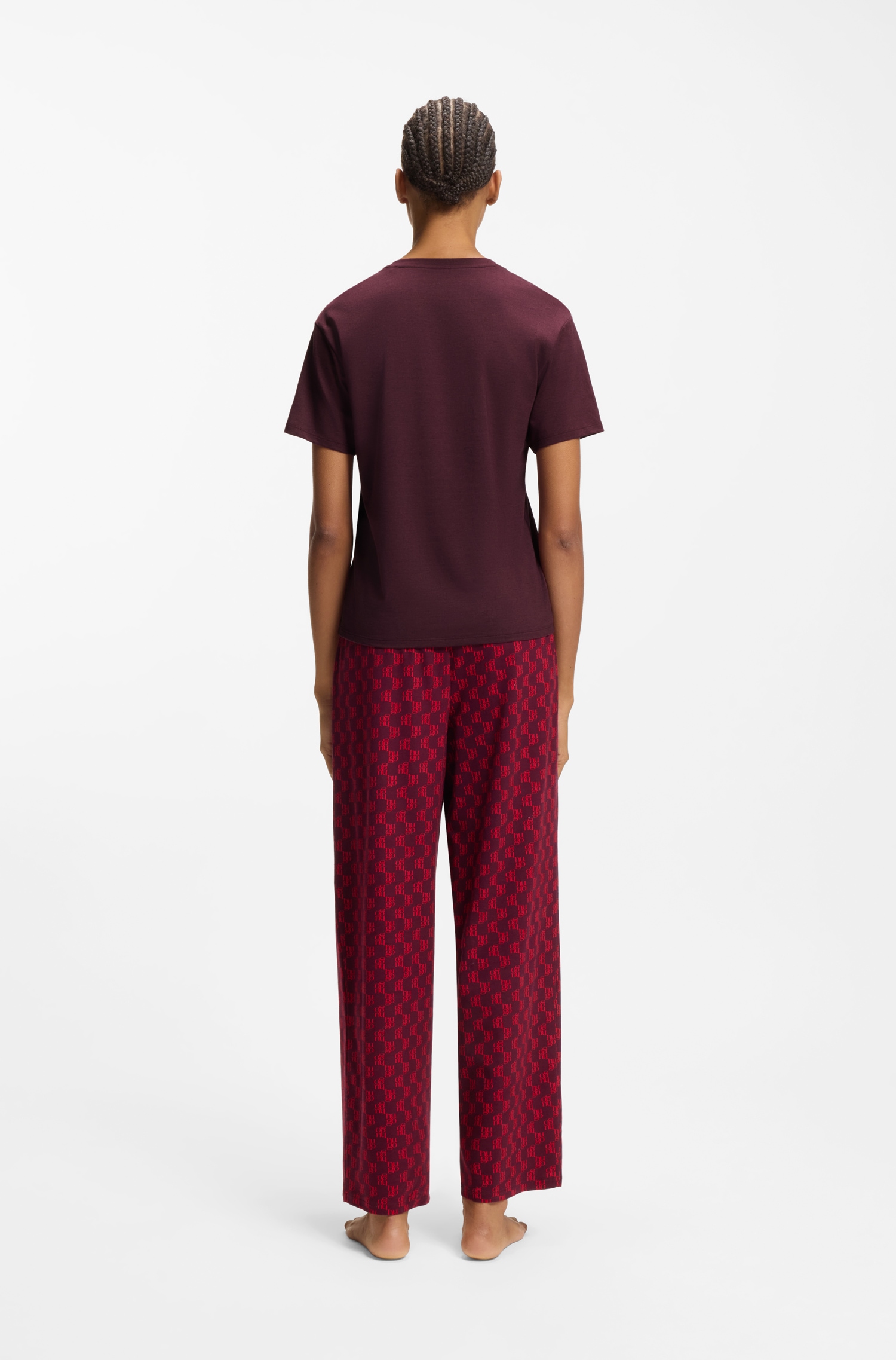 HUGO Underwear Pyjamaoberteil aus Stretch-Jersey mit Logo-Artwork, Rundhals, regular fit