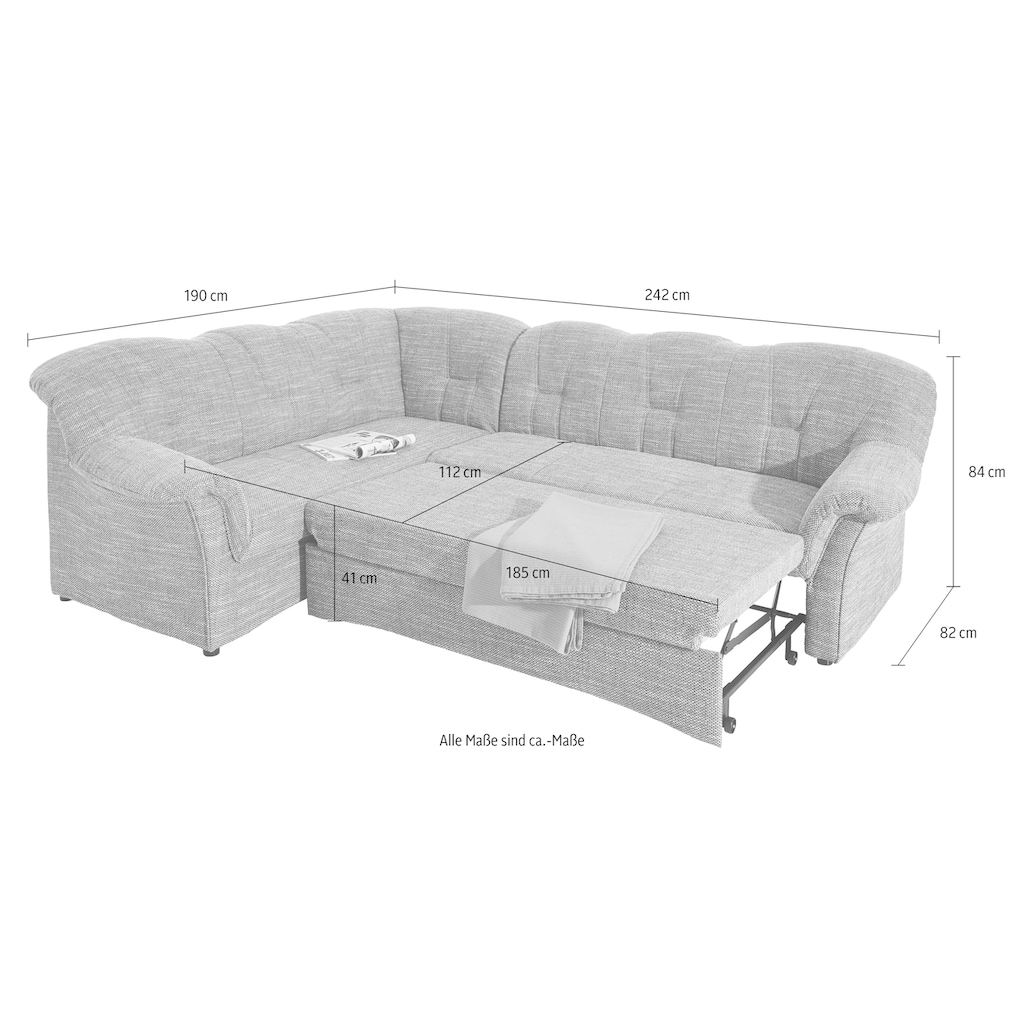 DOMO collection Ecksofa »Papenburg B/T/H: 242/190/84 cm«