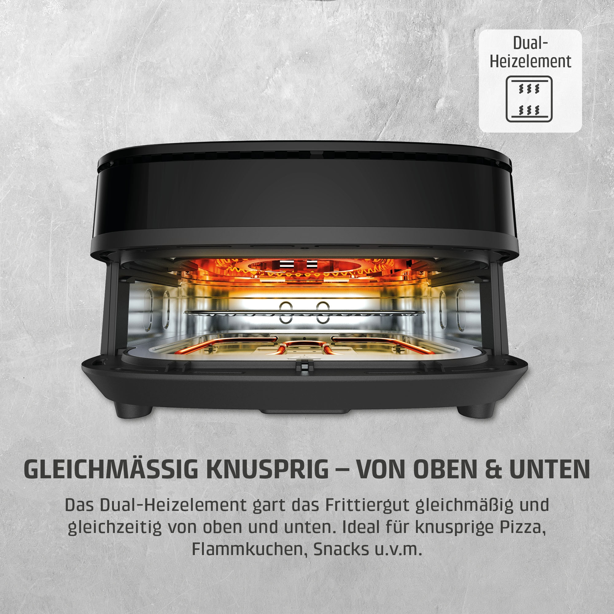 Caso Heißluftfritteuse »Design Heissluftfritteuse AirFry & PizzaChef« 2850 W Frittieren, Backen, Aufwärmen, Rösten oder Dörren.