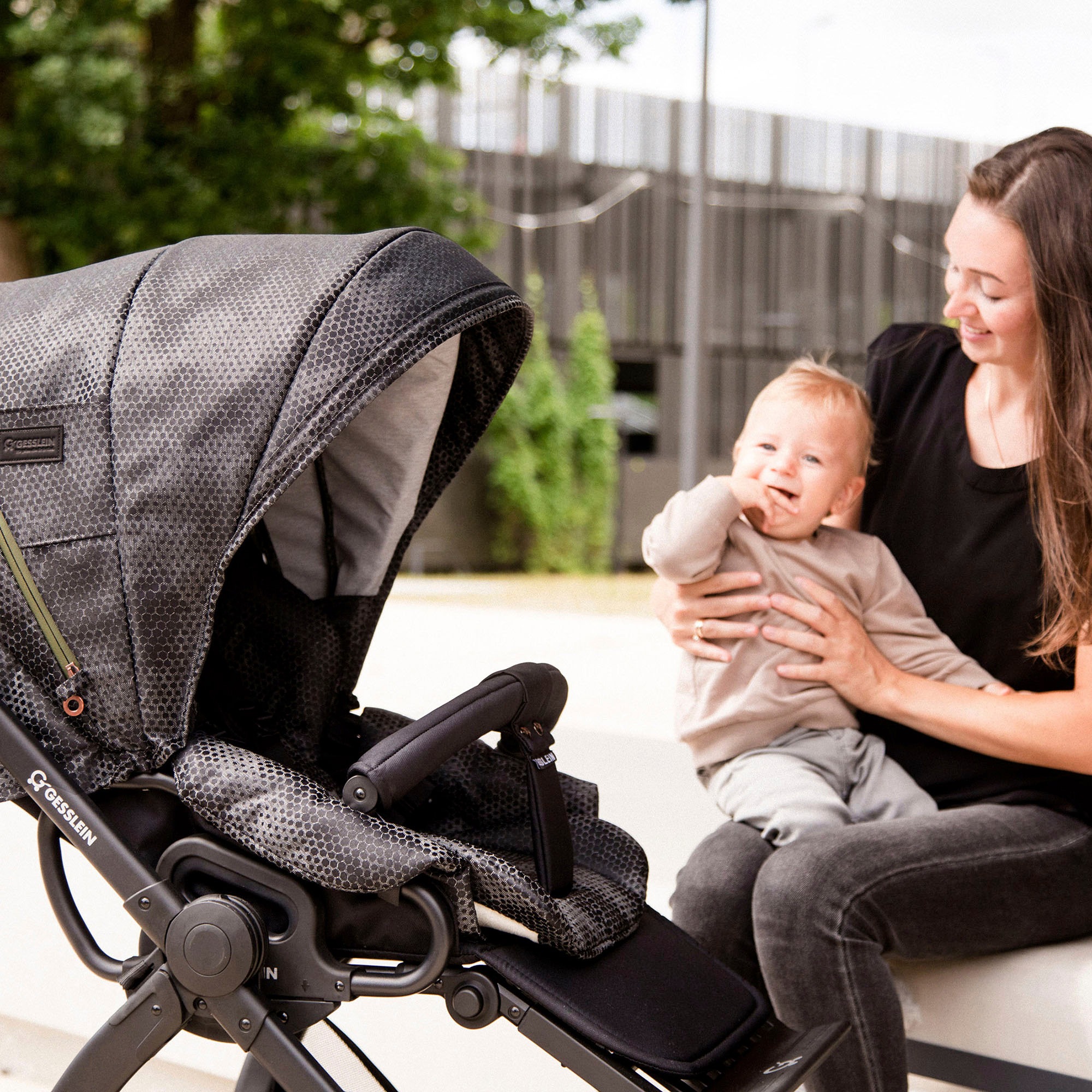 Gesslein Kombi-Kinderwagen »FX4 Soft+ mit Aufsatz Classic schwarz/schwarz, schwarzgrau«, mit Babywanne Cx3 und Babyschalenadapter