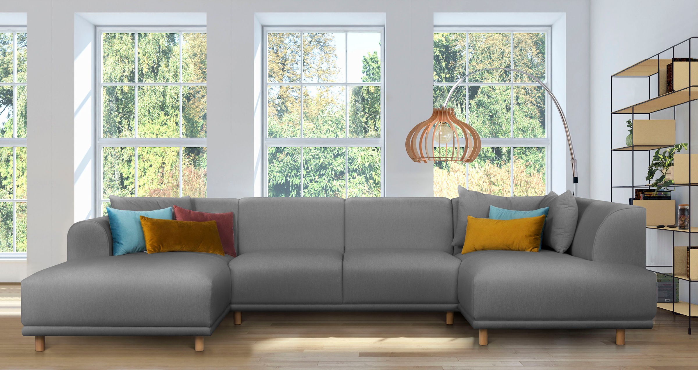 andas Wohnlandschaft »Maroon U-Form«, in skandinavischem Design, mit losen Kissen