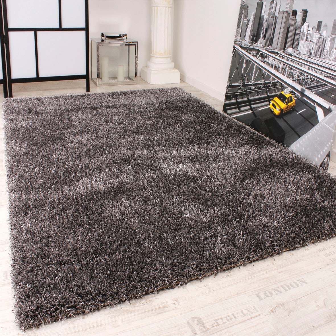 Paco Home Hochflor-Teppich »Maya 400«, rechteckig, 49 mm Höhe, Uni-Farben, mit Effektgarn, weich & kuschelig