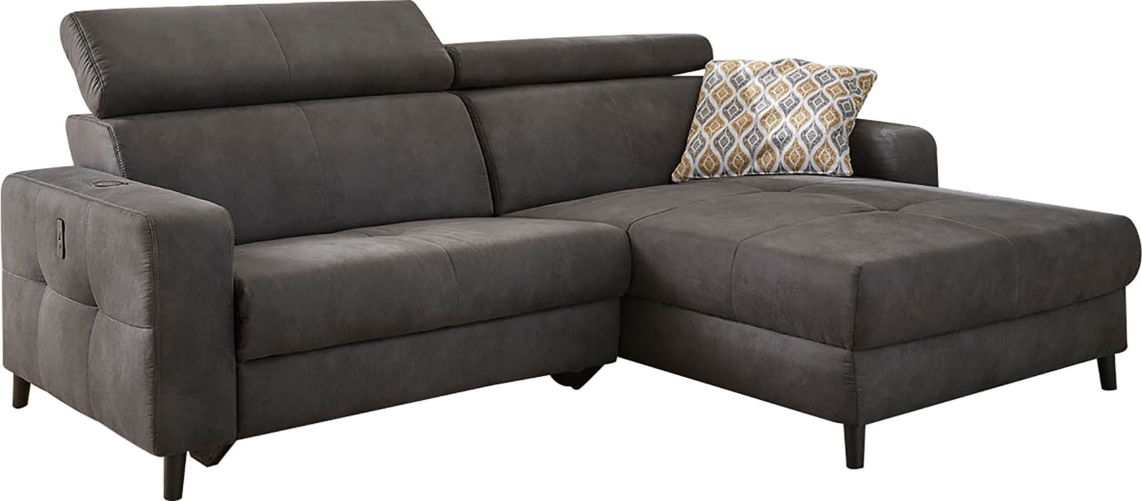 Jockenhöfer Gruppe Ecksofa »Doppio L-Form, B: 247 cm, mit elektr. Relaxfunktion und« Kopfteilverstellung, USB-Anschluss, induktive Ladestation & Zierkissen