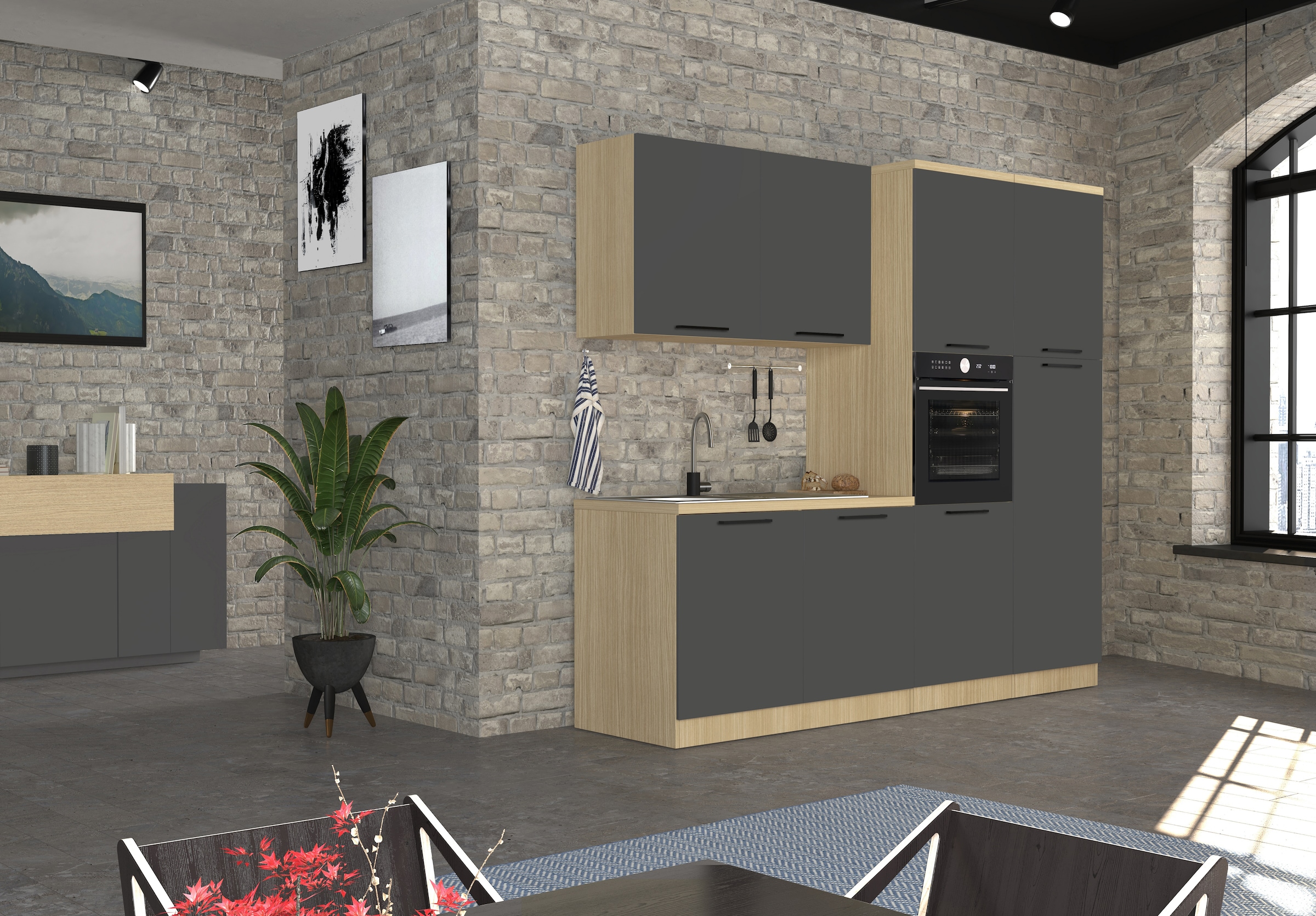 KOCHSTATION Spülenschrank »Luna, Unterschrank für Spüle, Küchenspülenschrank, Made in  Italy« B/T/H: 120×60×85 cm, inklusive Einbauspüle und Siphon