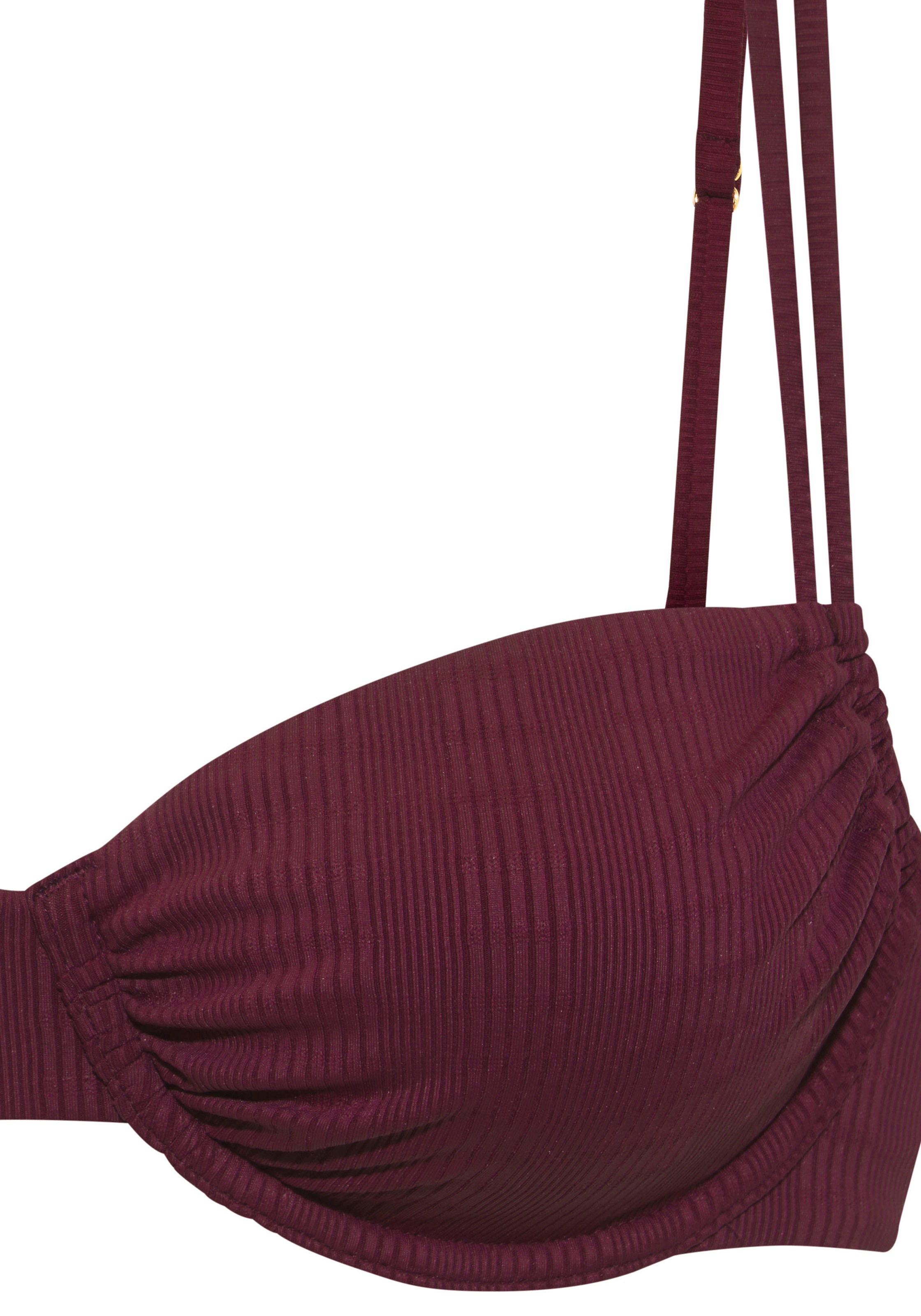 Copenhagen Studios, Damen, Bügel-Bikini-Top »Nela« mit Doppelträgern, weinrot, Cup D, 44 - Cup D, weinrot, Modische Strukturware im Steifendesign