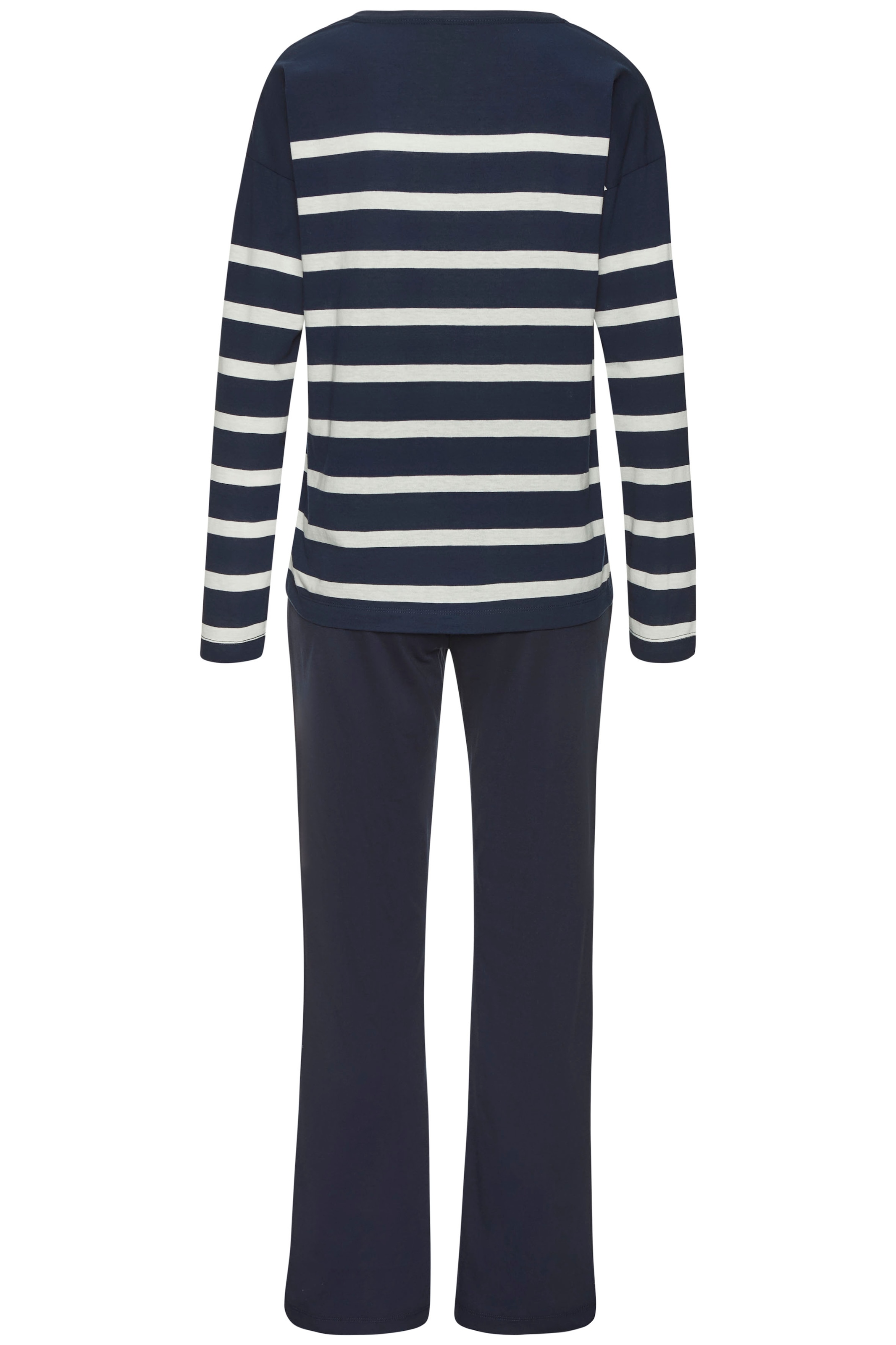 s.Oliver Pyjama 2-teilig, 2 tlg. mit garngefärbten Streifen im Oberteil