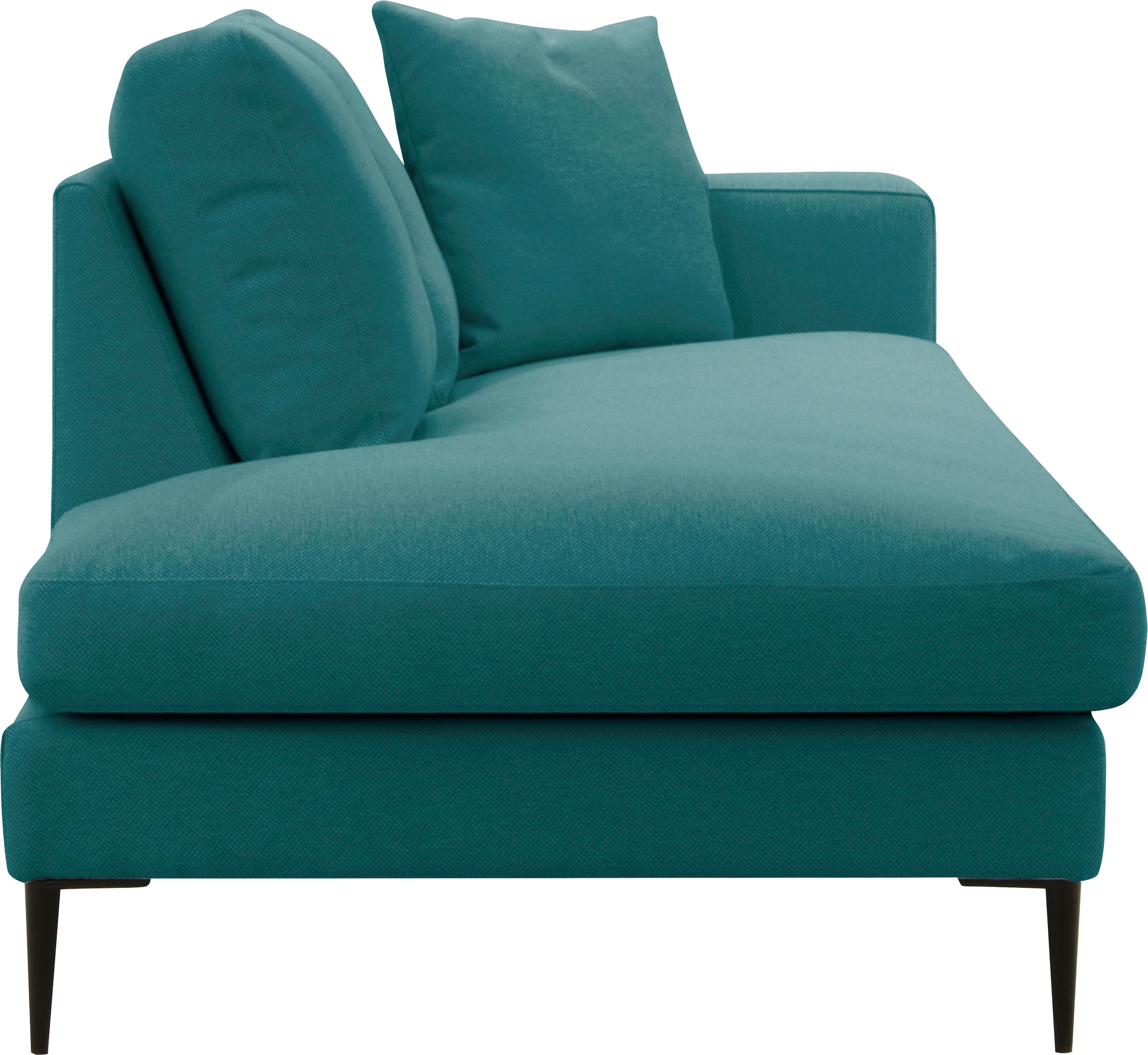 Leonique Recamiere »Cozy Chaiselongue, Maße B/T/H: 195/97/80 cm«, mit losen Kissen und Metallbeinen, Armlehne links oder rechts wählbar