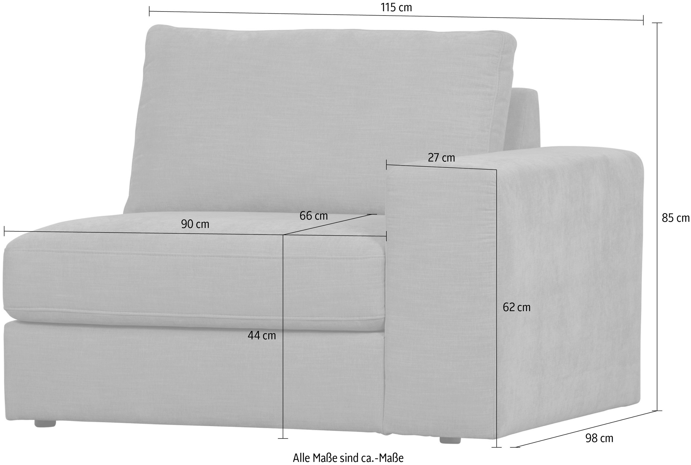WOOOD Chaiselongue »Family«, Einsitzer Element, Breite 115 cm