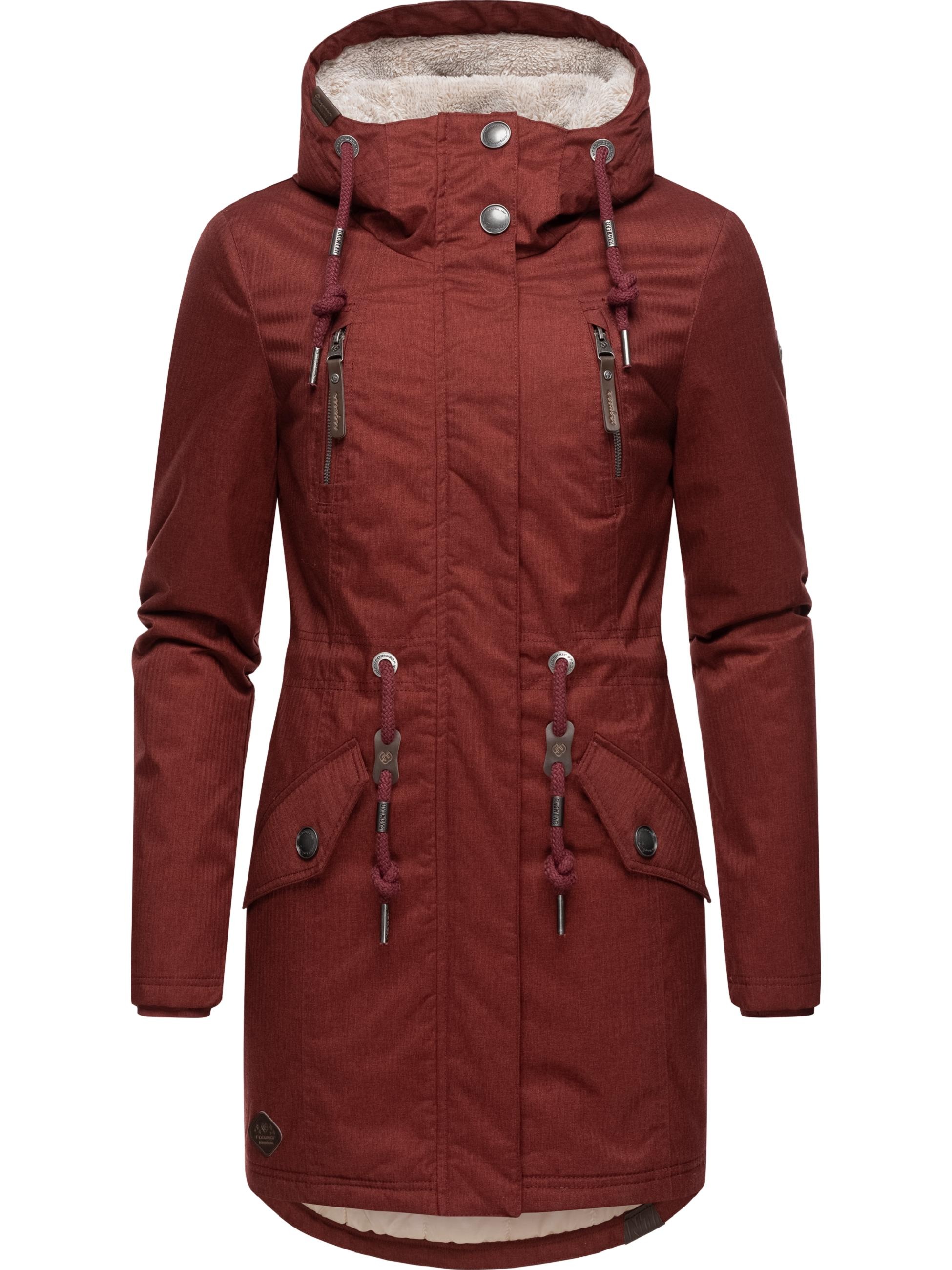 Ragwear Wintermantel »Wintermantel Elsie Melange«, Wasserdichter Winterparka mit Kapuze und Teddyfleece