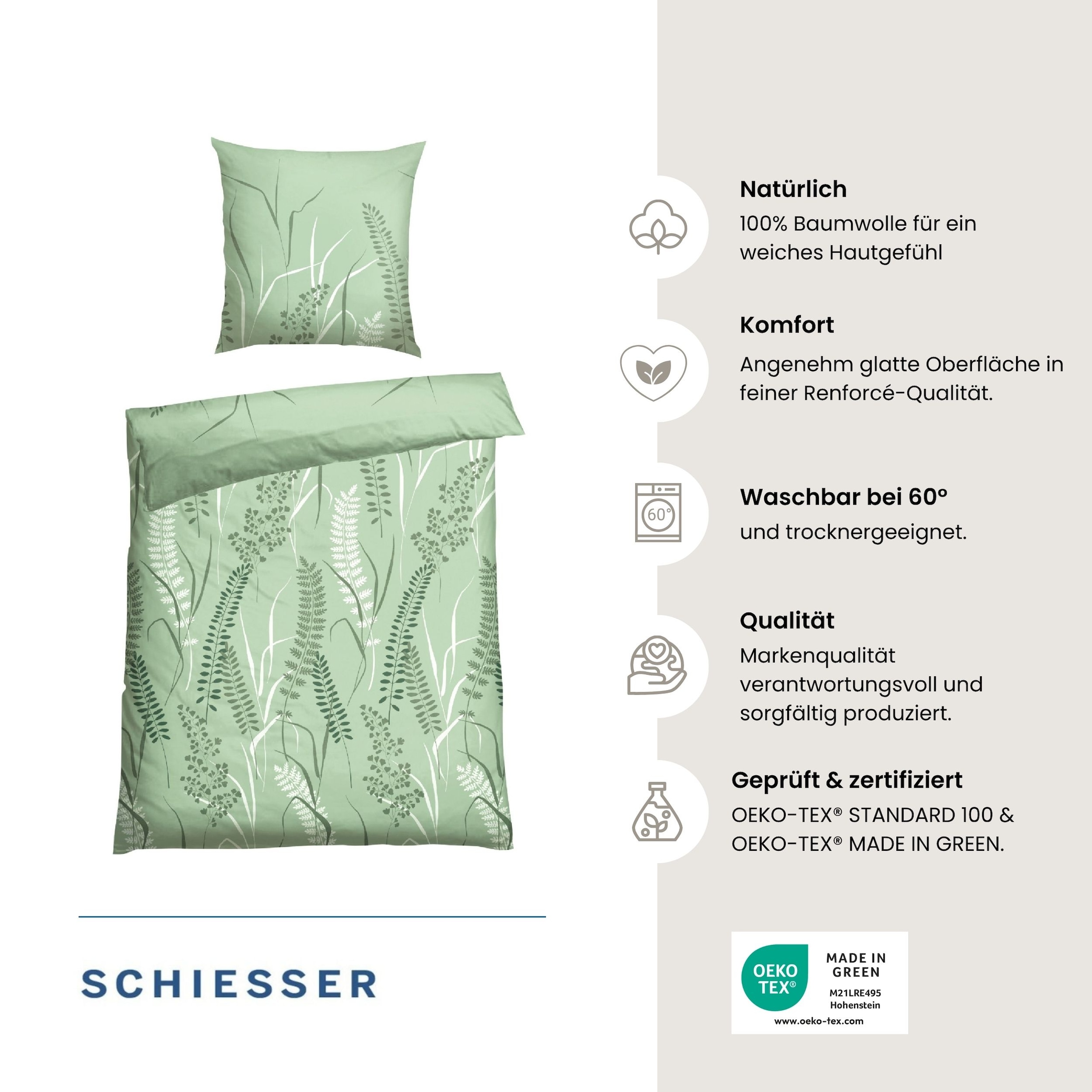 Schiesser Bettwäsche »Annic aus weicher Baumwolle in floralem Dessin« 2 Stk. OEKO-TEX® MADE IN GREEN
