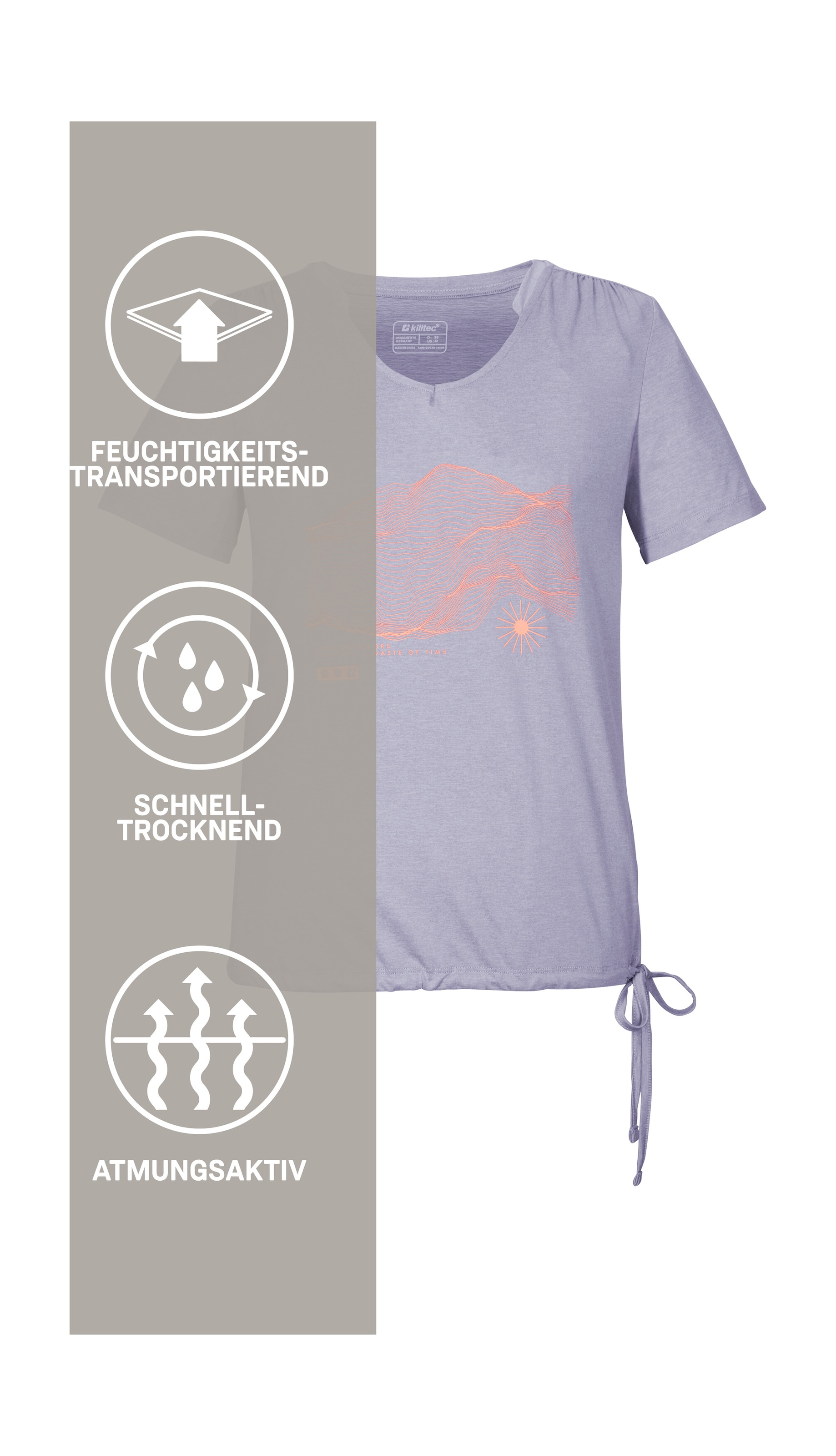 Killtec T-Shirt »KOS 497 WMN TSHRT« Weiches, strapazierfähiges Funktionsshirt mit Kordelzug