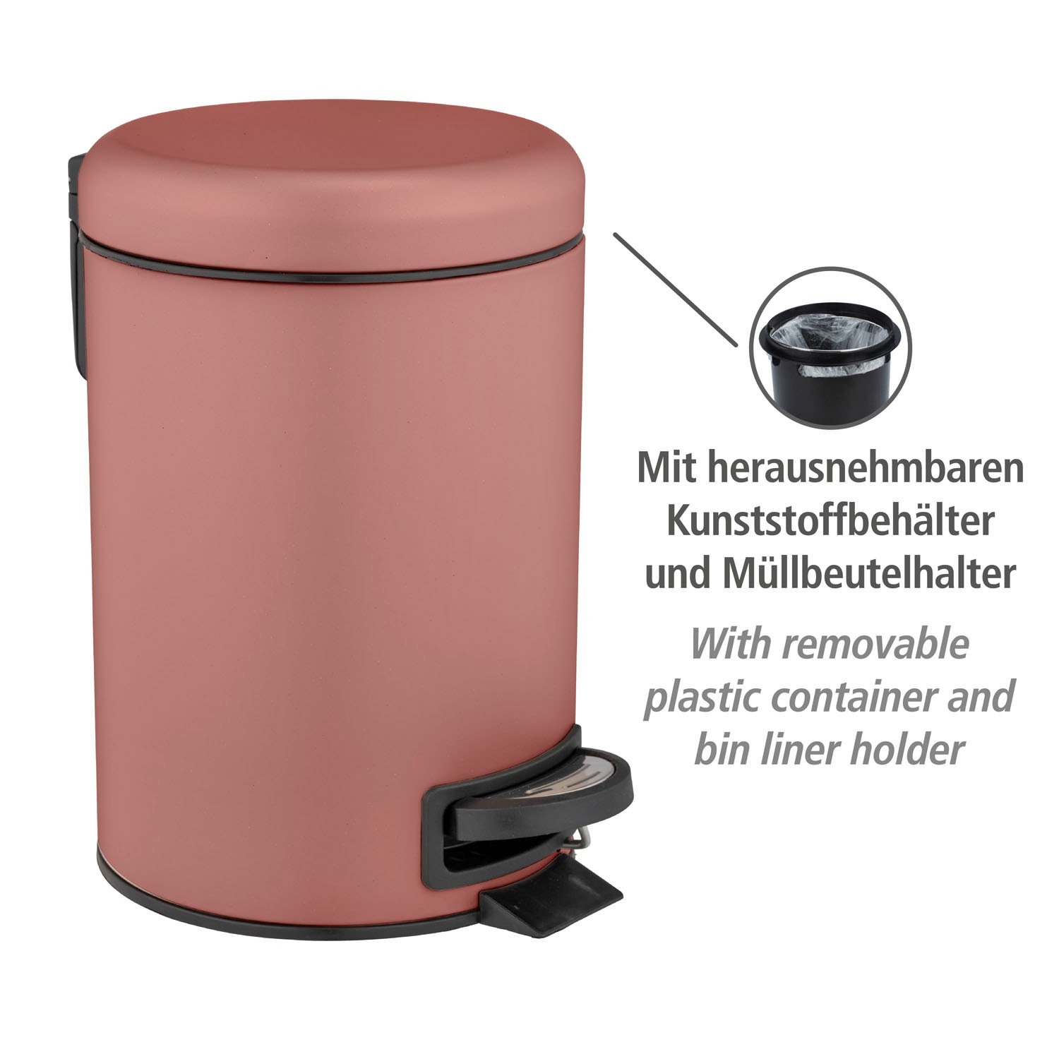 WENKO Kosmetikeimer »Leman«, altrosa, 3 Liter