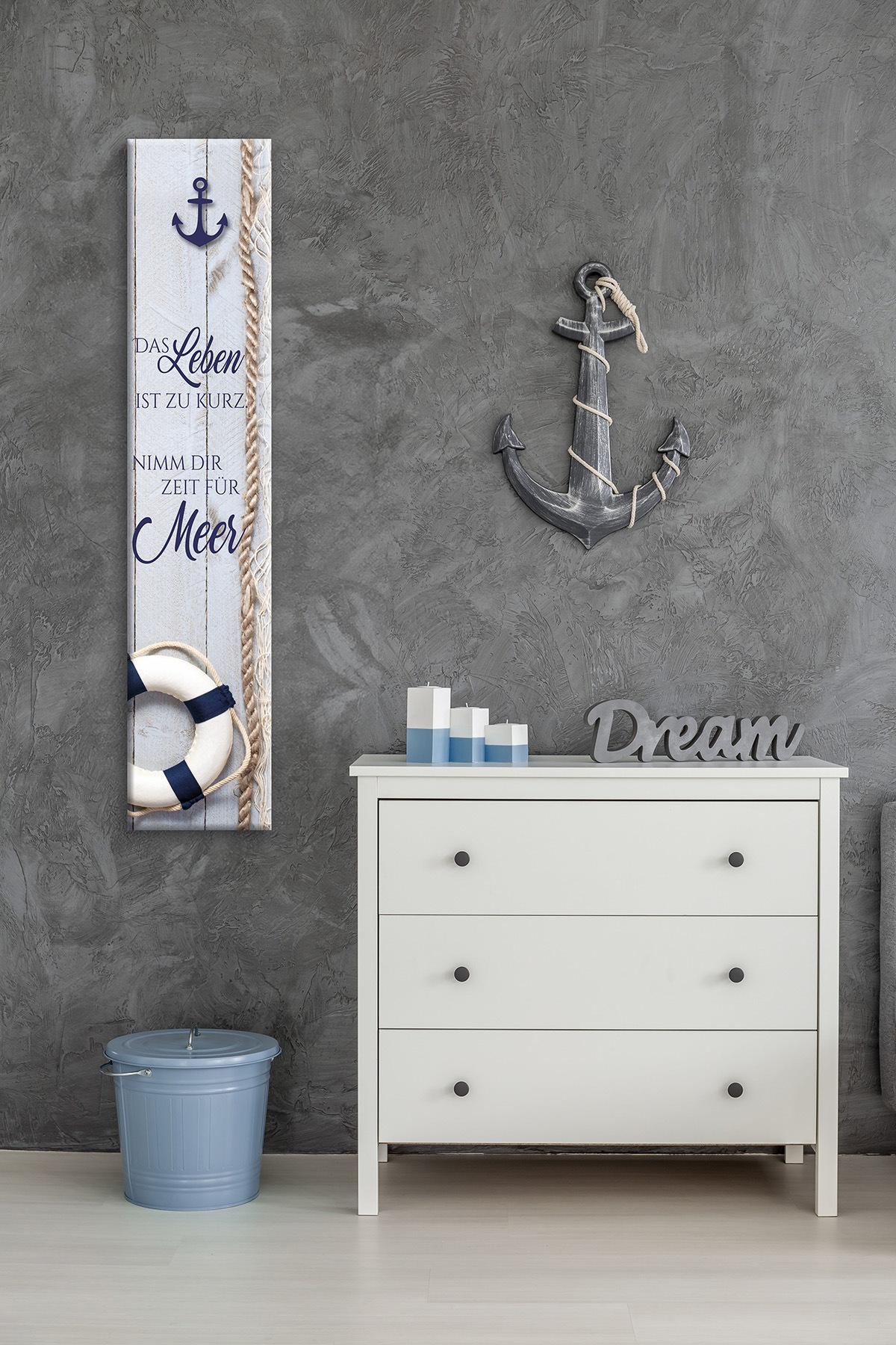 Bönninghoff Leinwandbild »Wandbild MARITIM 25x120 cm – Leinwandbild Keilrahmen Deko modern« Anker | Meer | Sprüche & Texte 1 Stk. tlg. auf Keilrahmen gespannt
