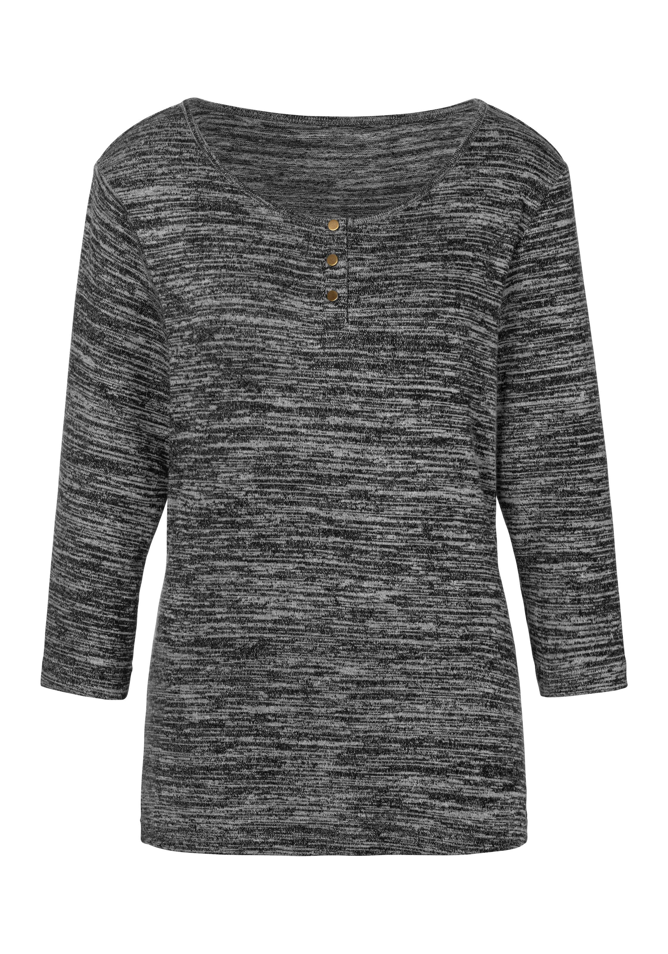 LASCANA 3/4-Arm-Shirt »mit goldfarbenen Knöpfen« aus weicher Viskose-Qualität